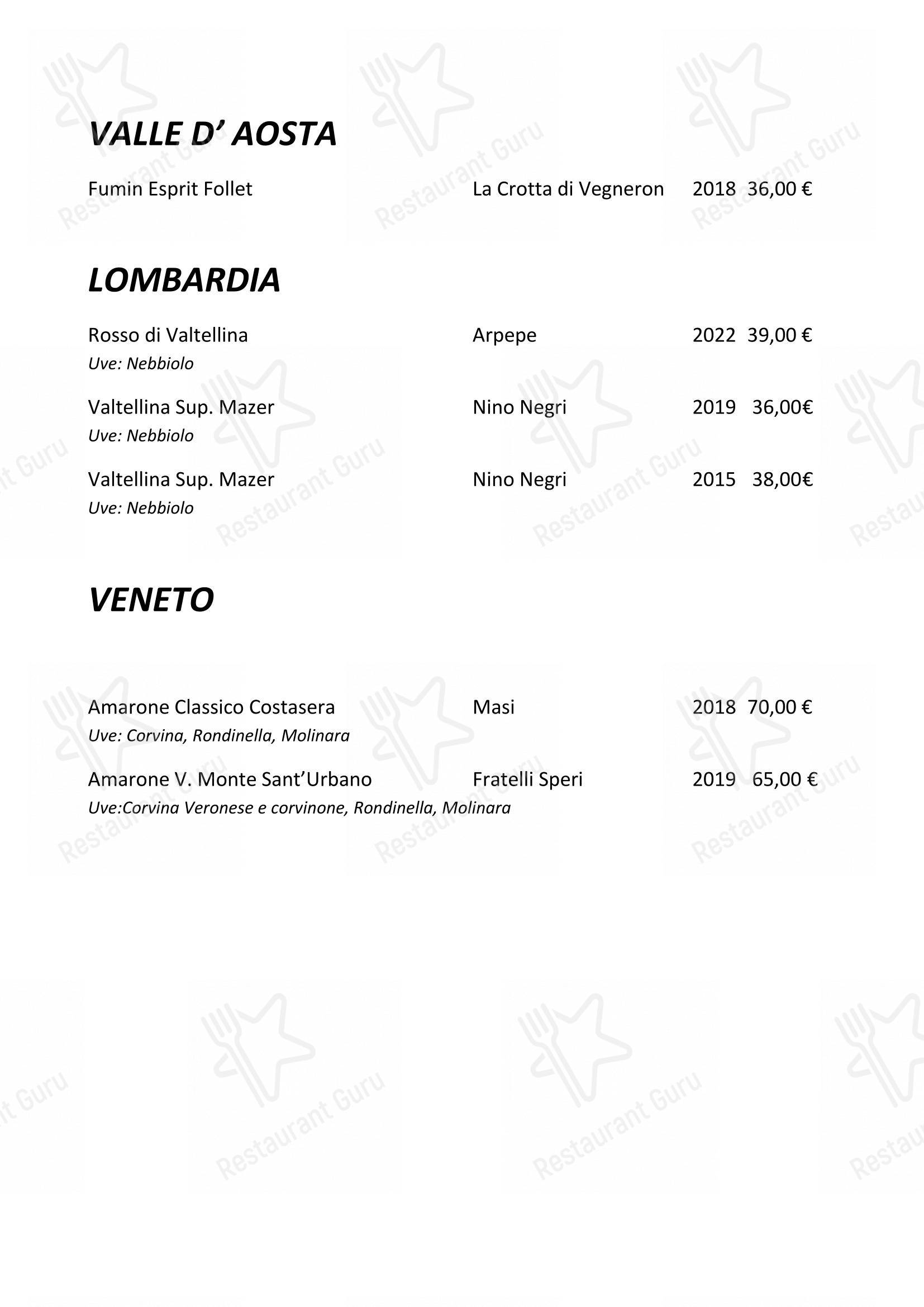 Menu bar per Enoteca Frisson pub & bar