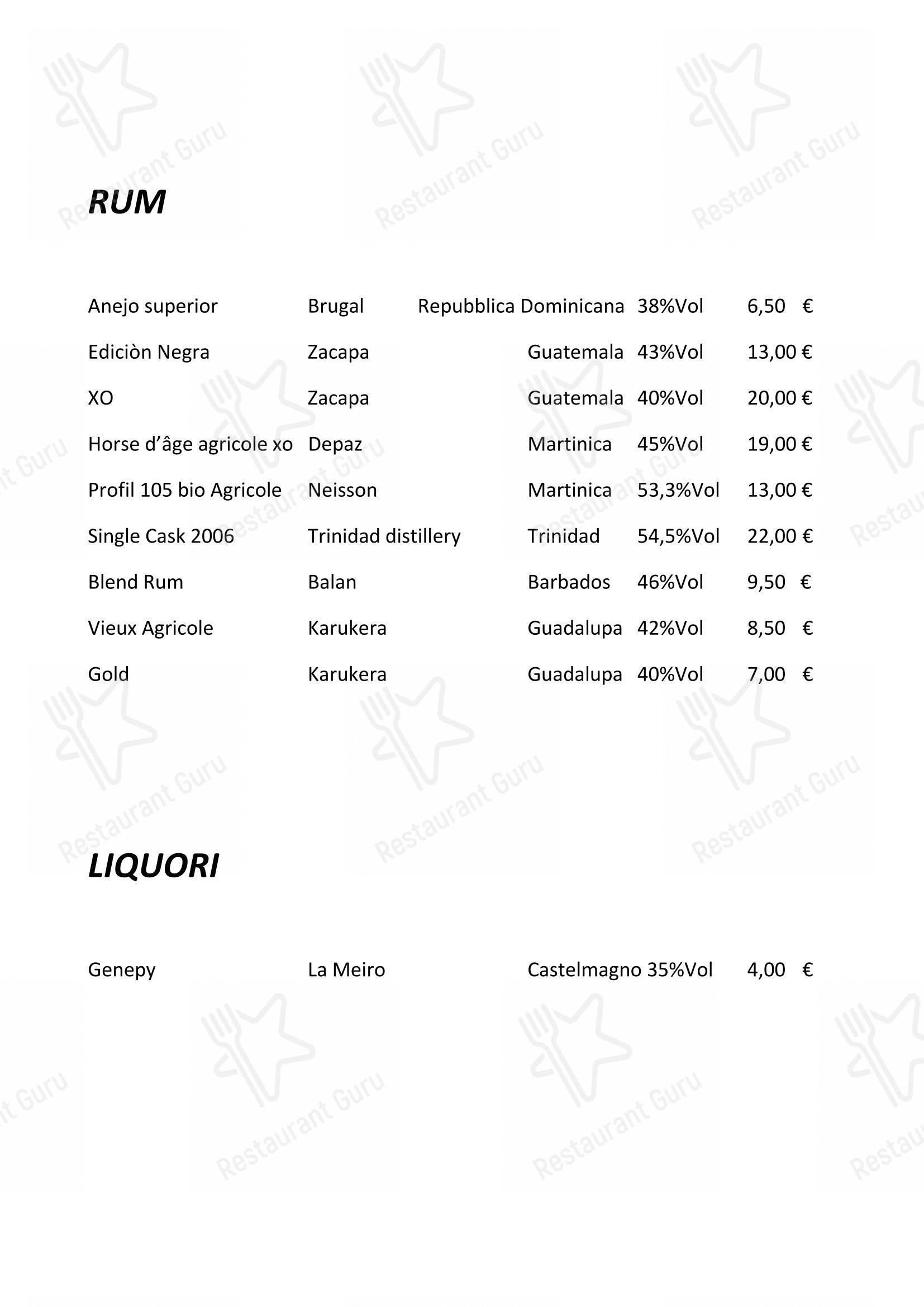Menu bar per Enoteca Frisson pub & bar