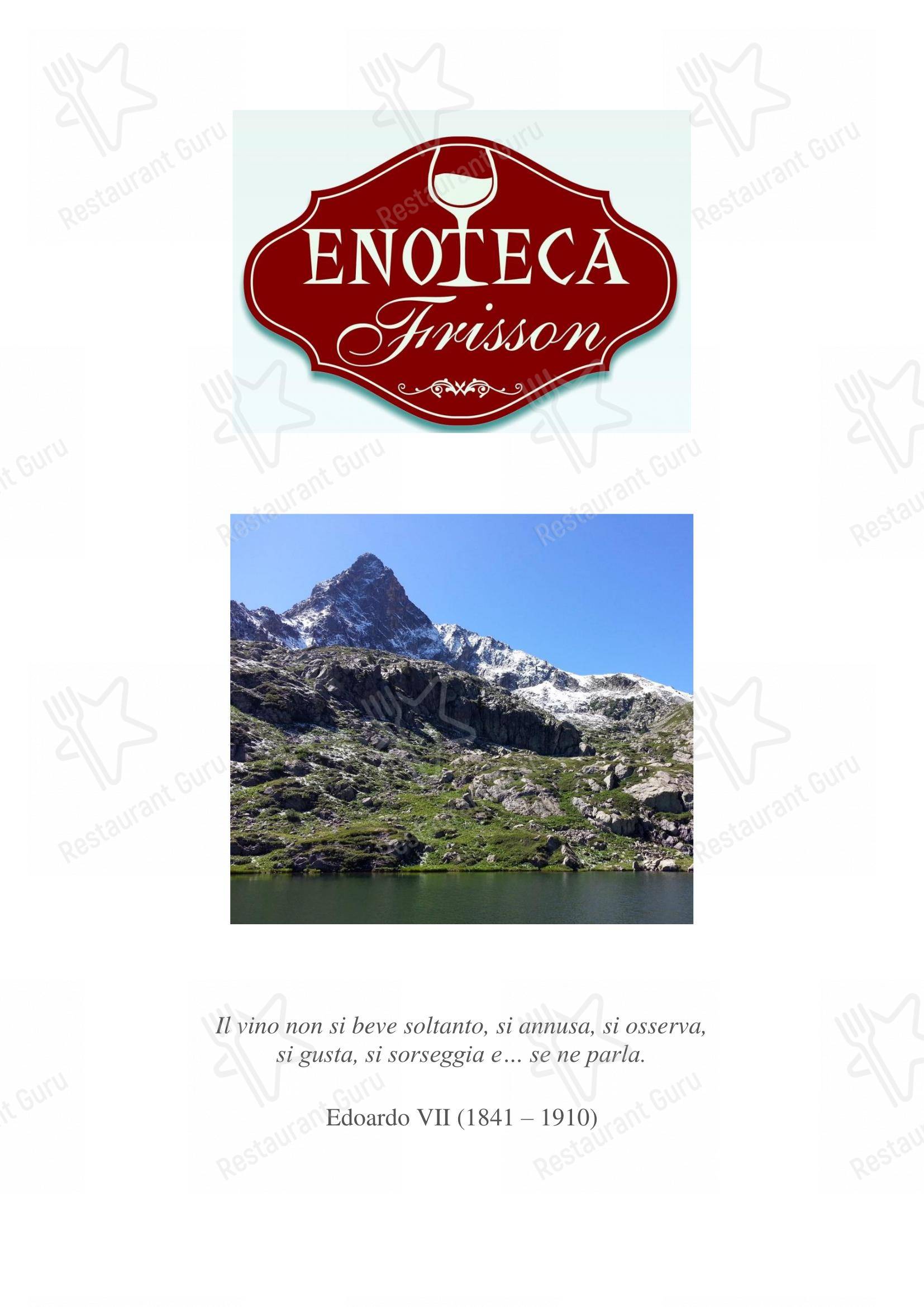 Menu di Enoteca Frisson - Menu bar