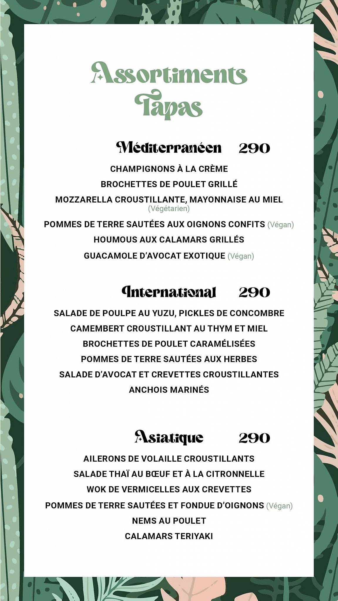 Menu de Entrepotes