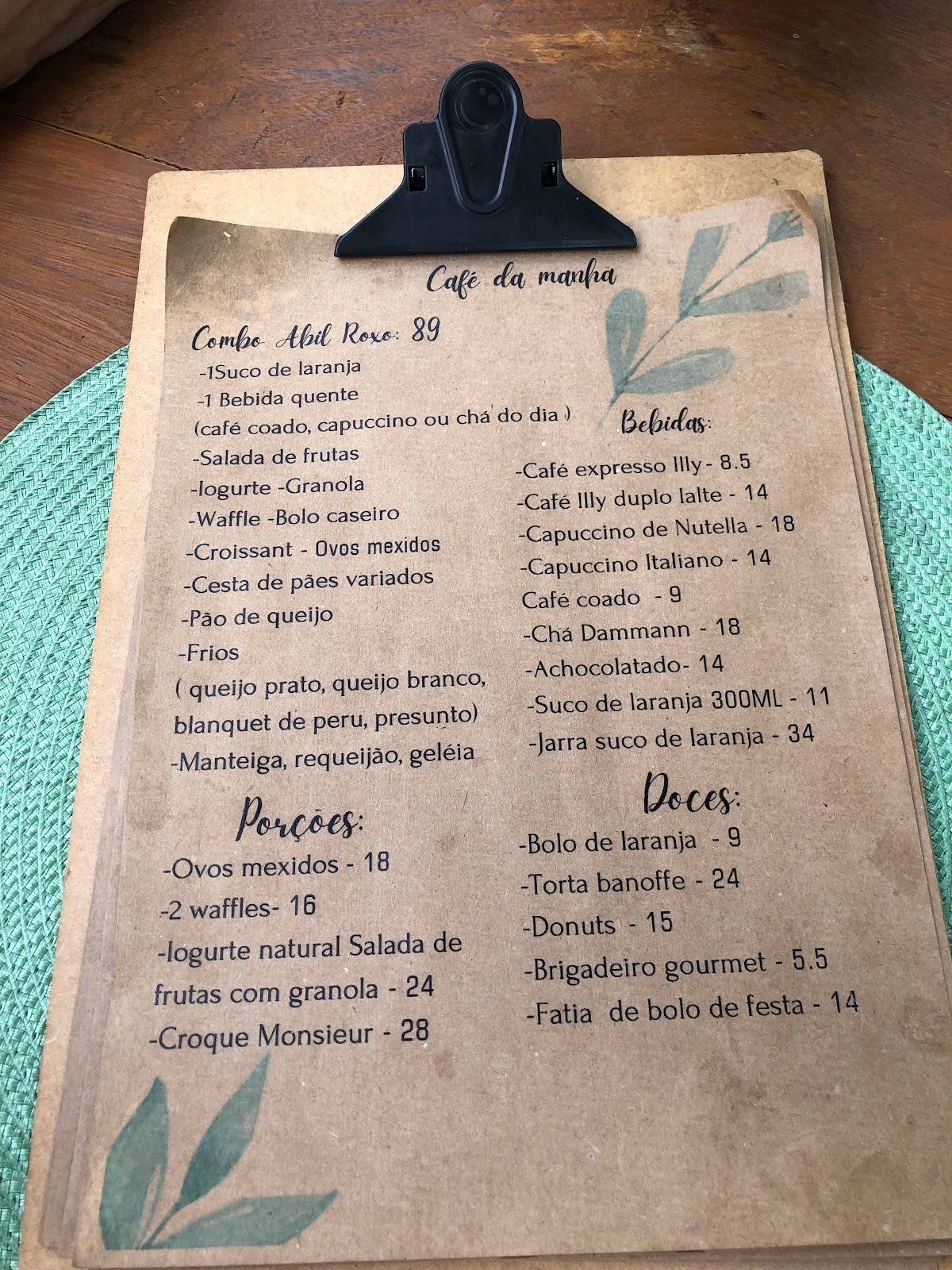 Espaço Ser cardápio