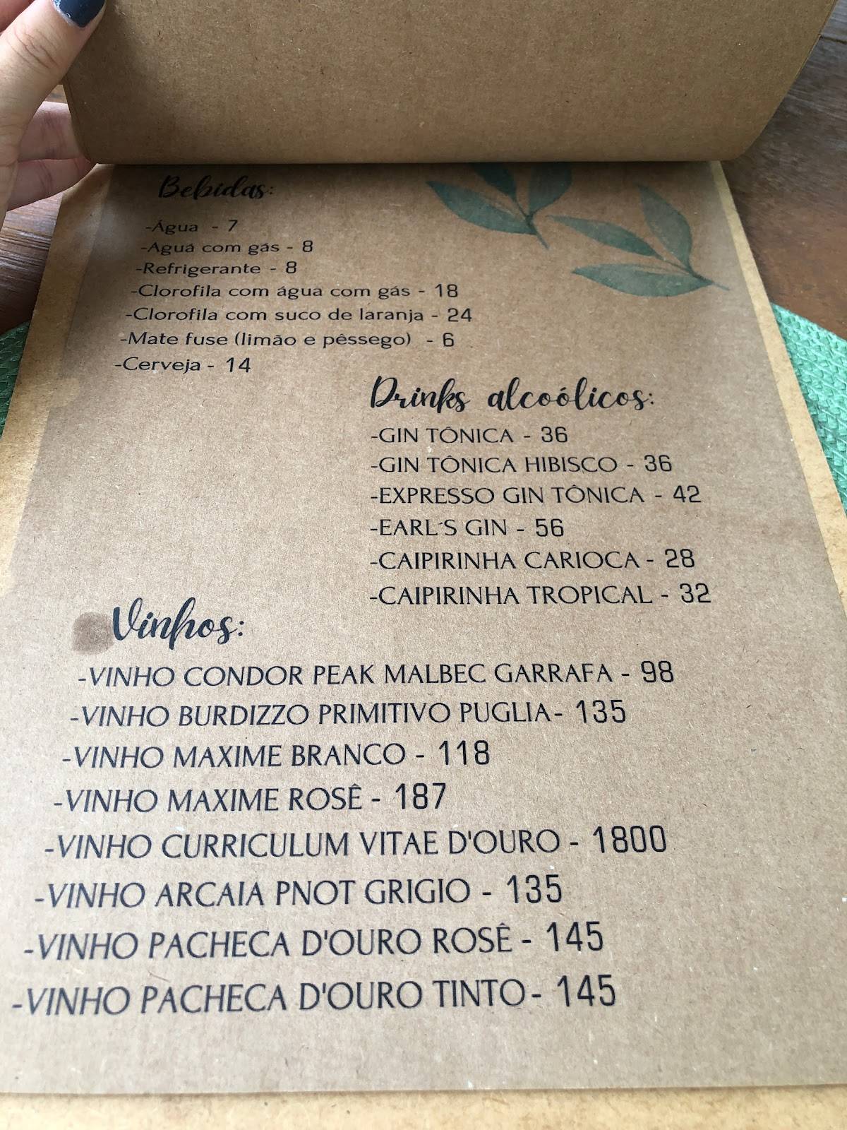 Espaço Ser cardápio
