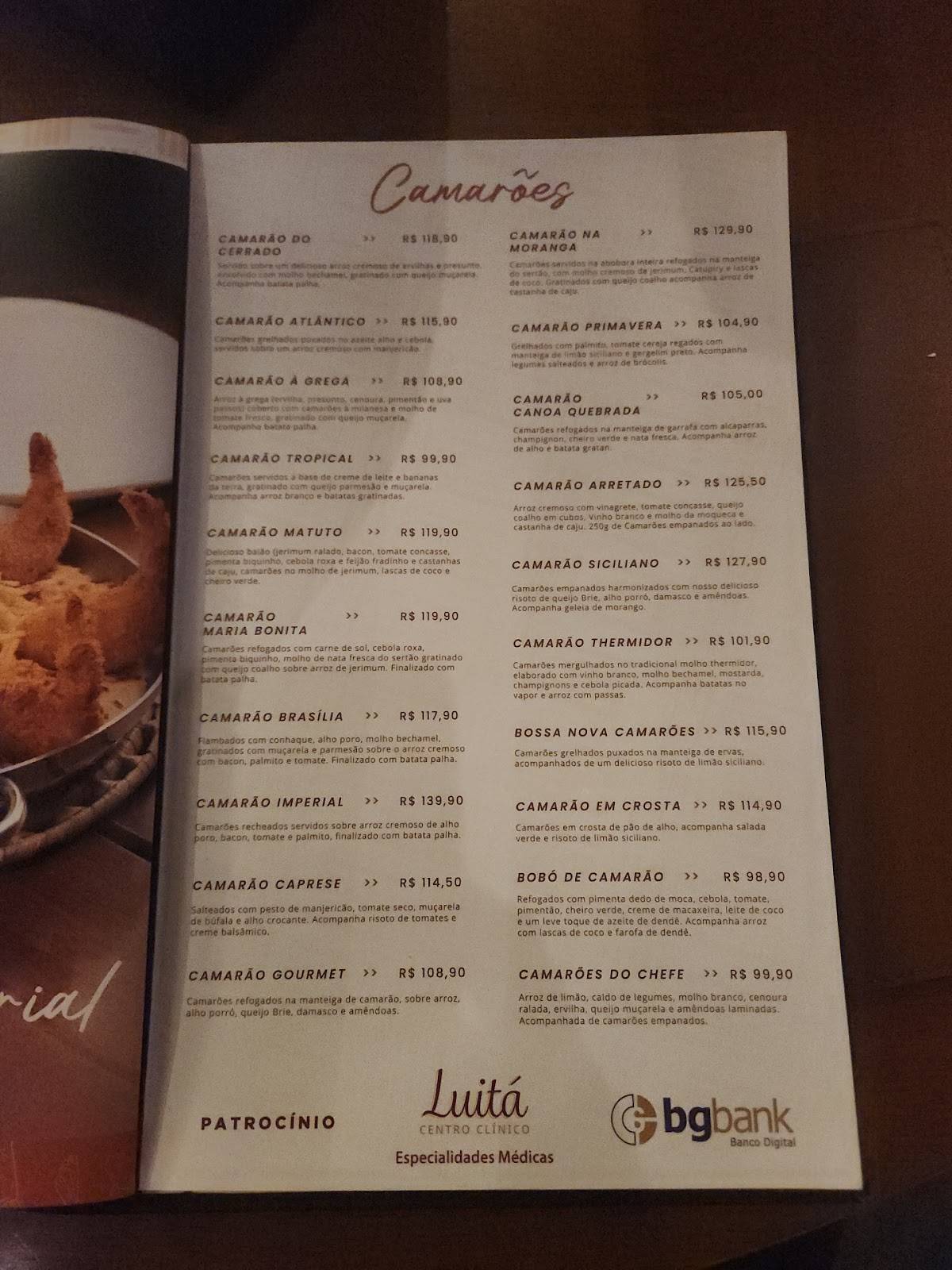 Espaço Gourmet Frutos do mar cardápio