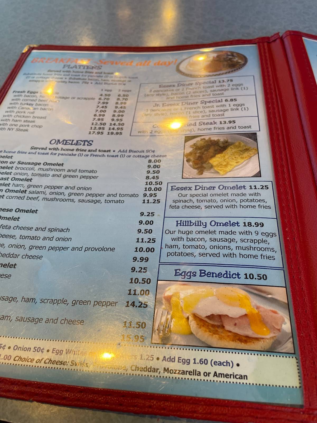 Menu at Essex Diner restaurant, Essex, 15 Eastern Blvd