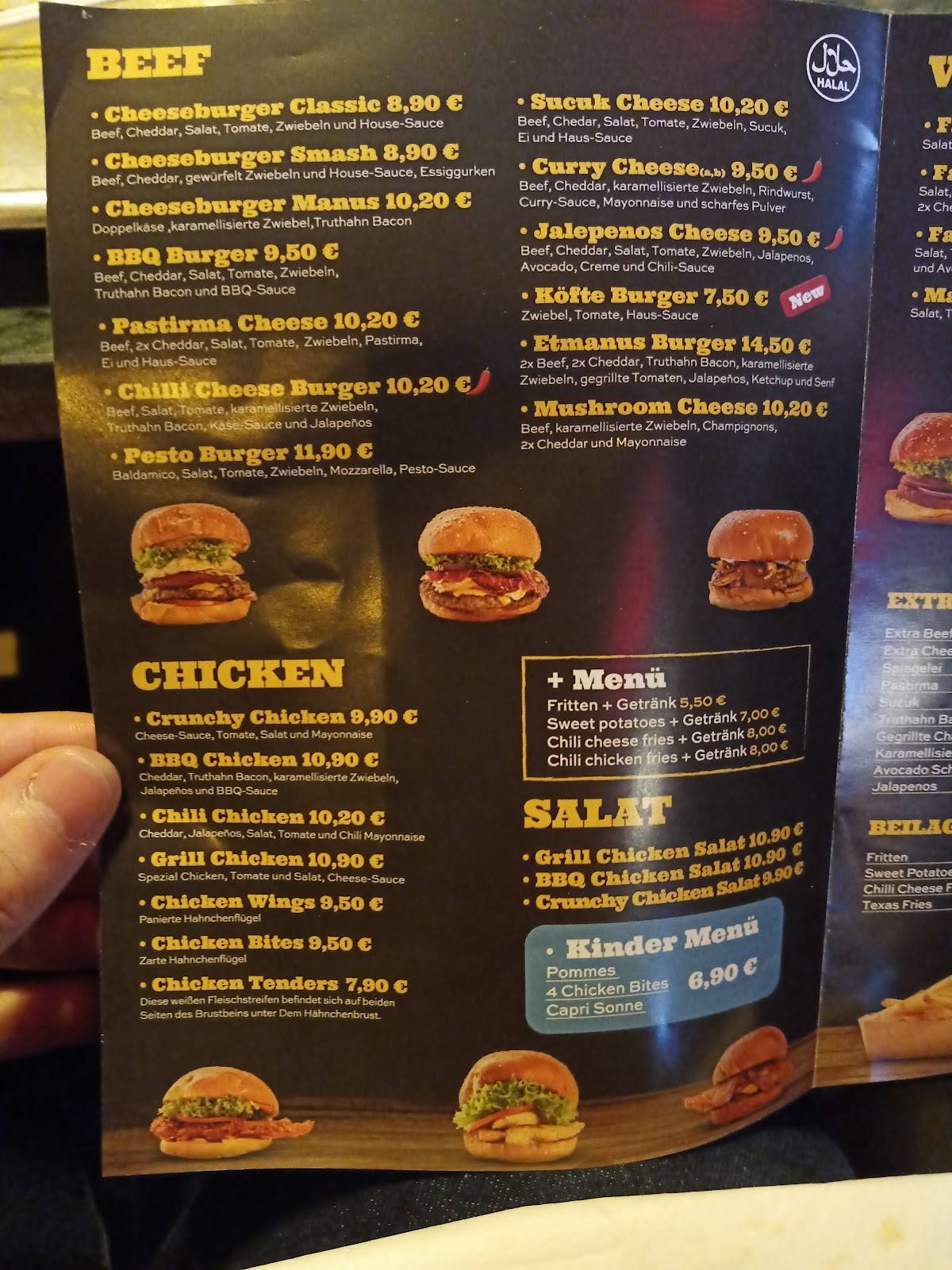Menu de EtManus Burger