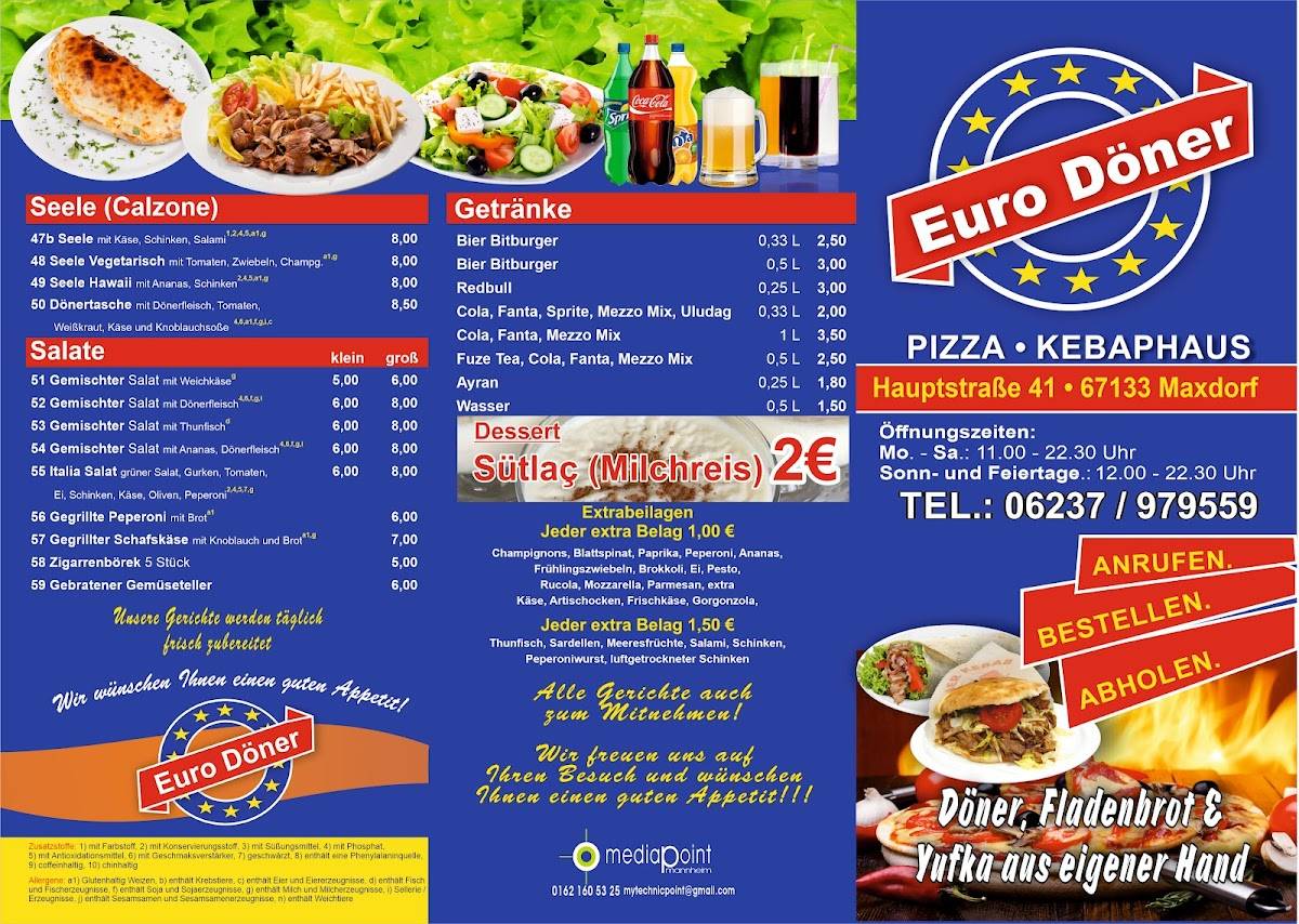 Speisekarte von Euro Döner Maxdorf pub Bar Maxdorf