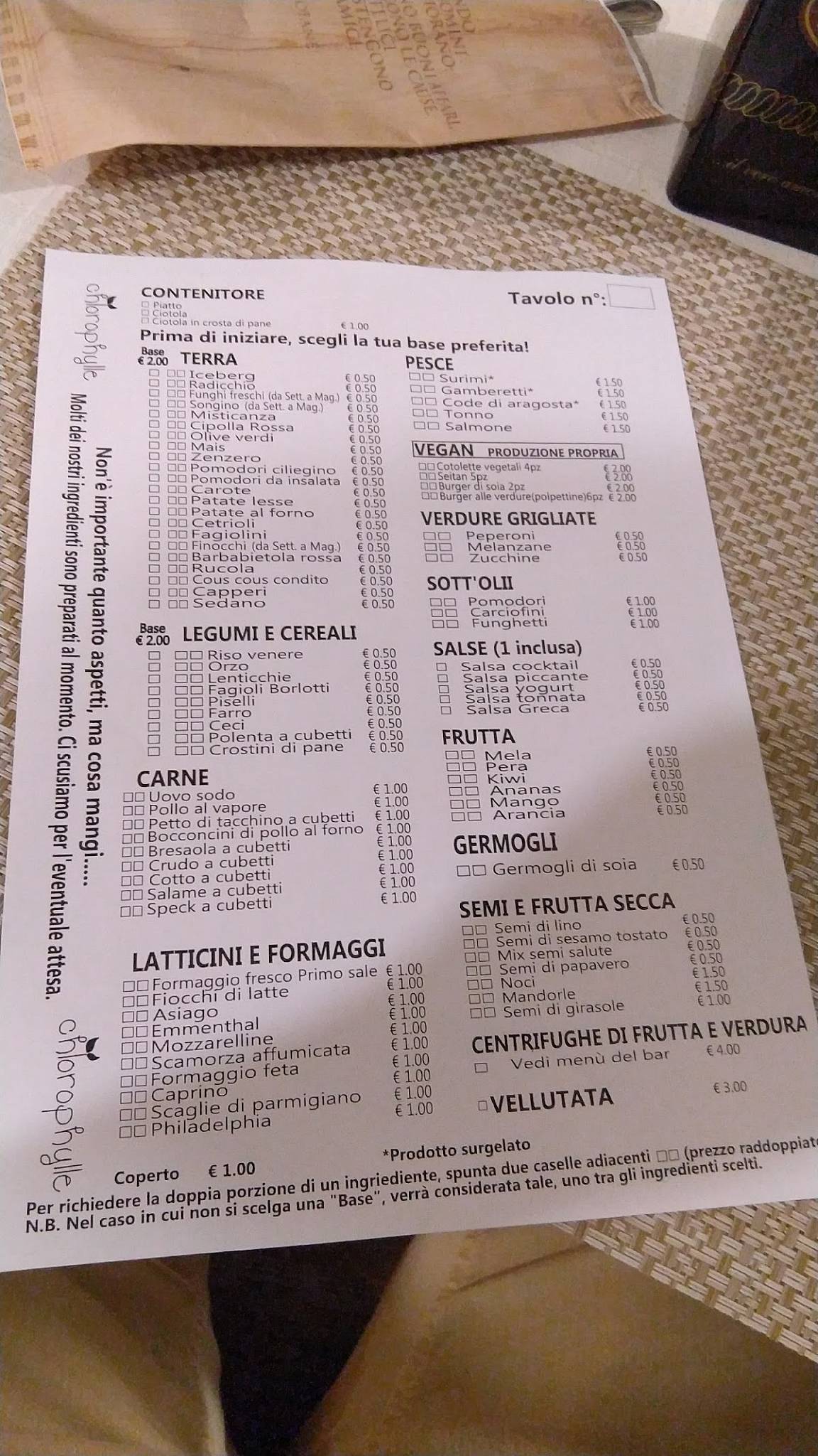 Menu di Extra Bar Bistrot 