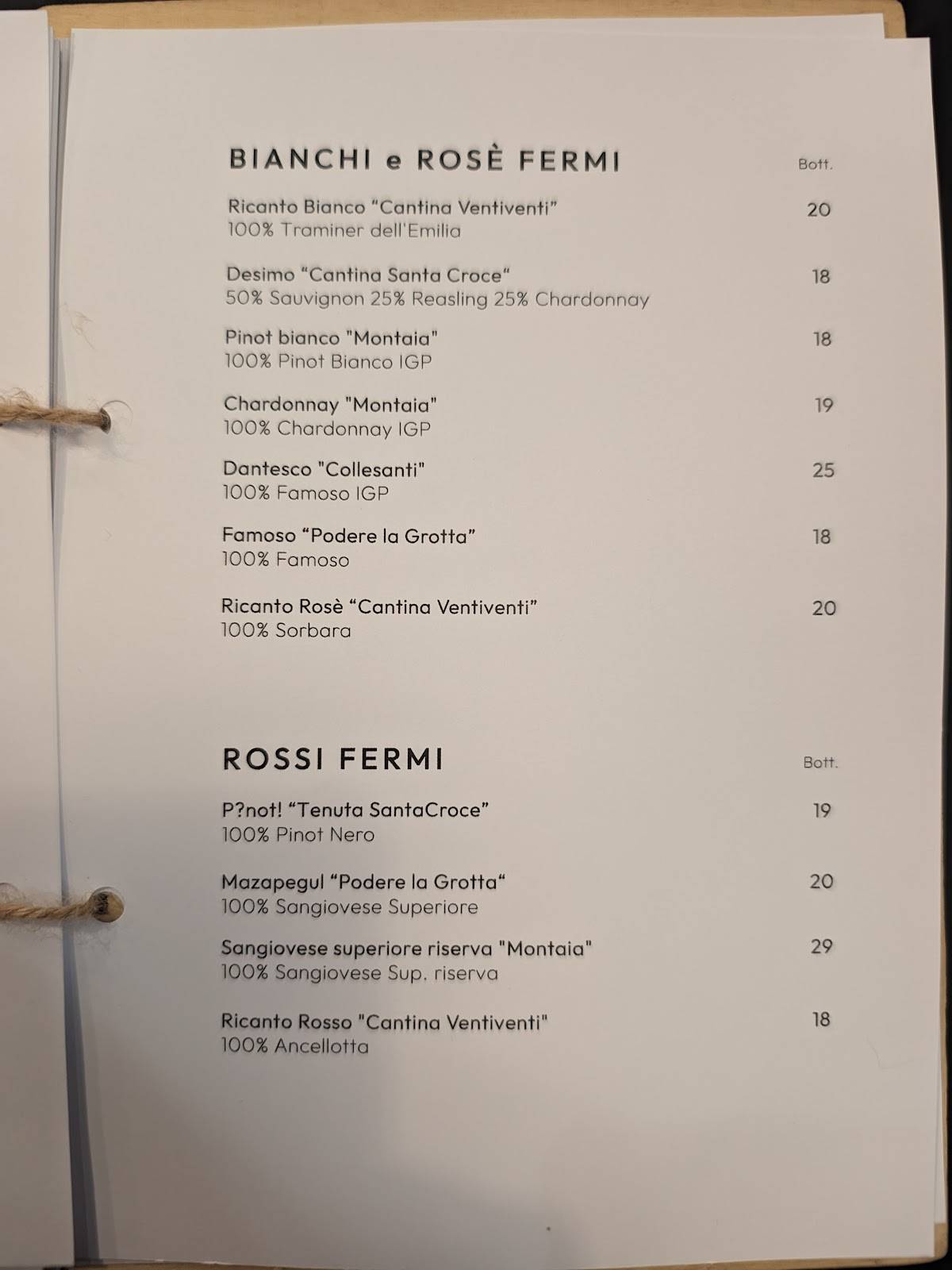 Menu di Ristorante Fà a Mód 