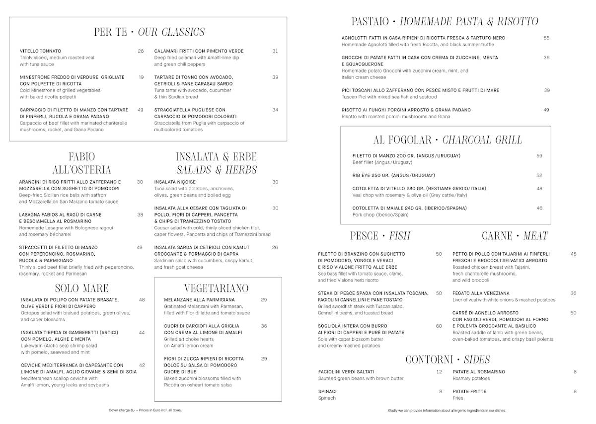 Menu de Fabios