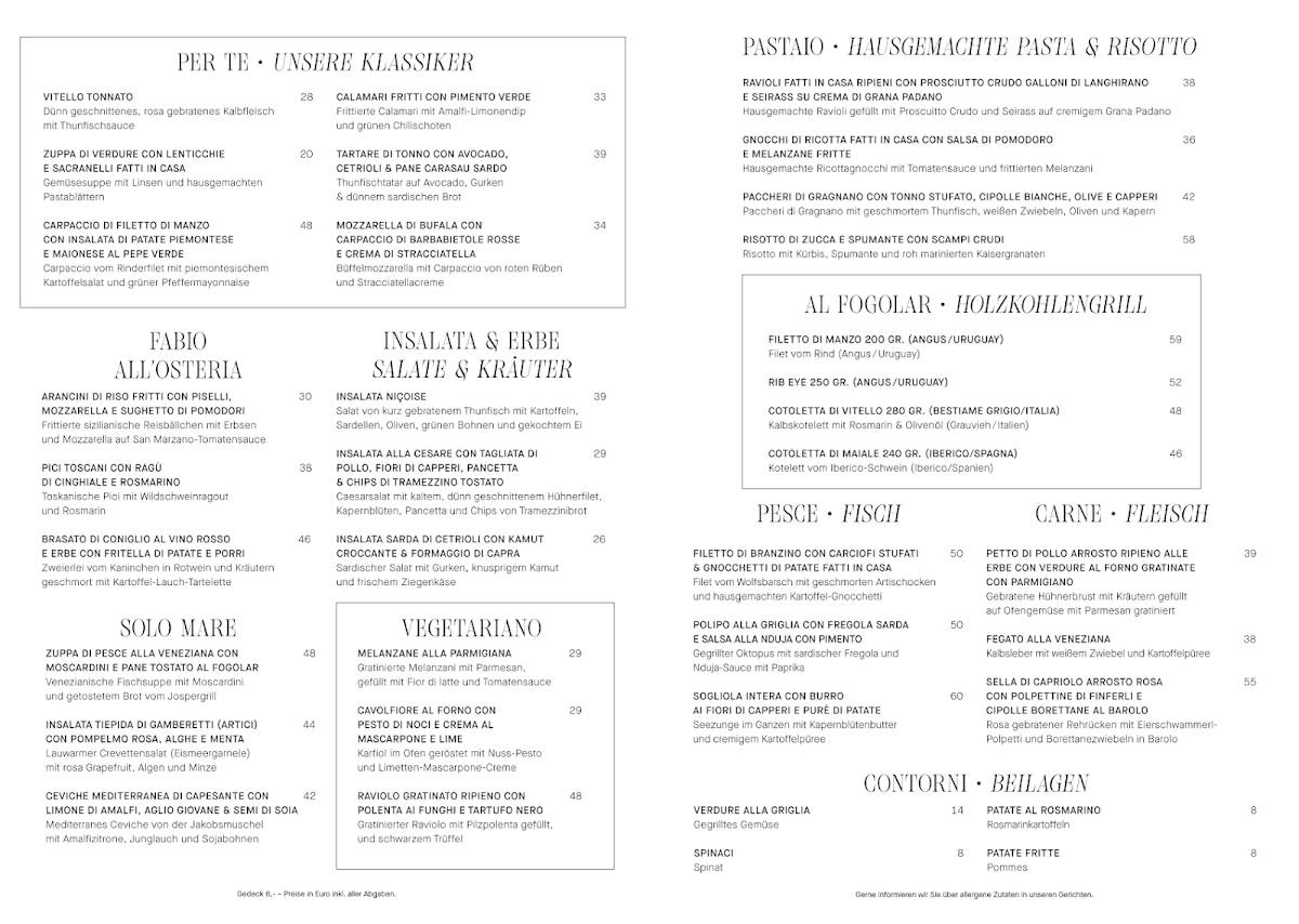 Menu de Fabios