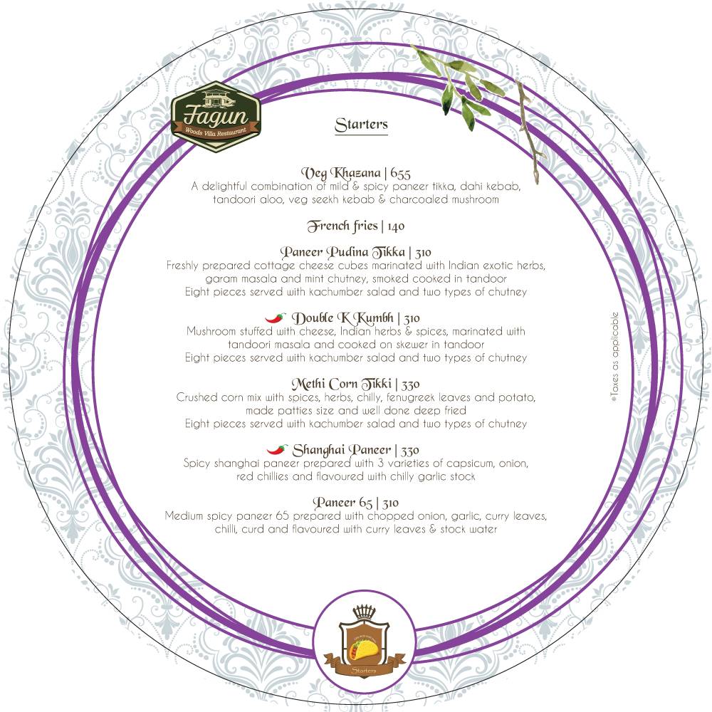 Fagun Restaurant menu