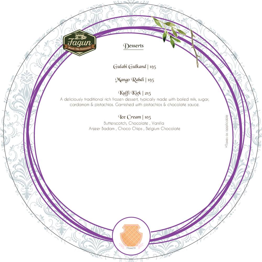 Fagun Restaurant menu