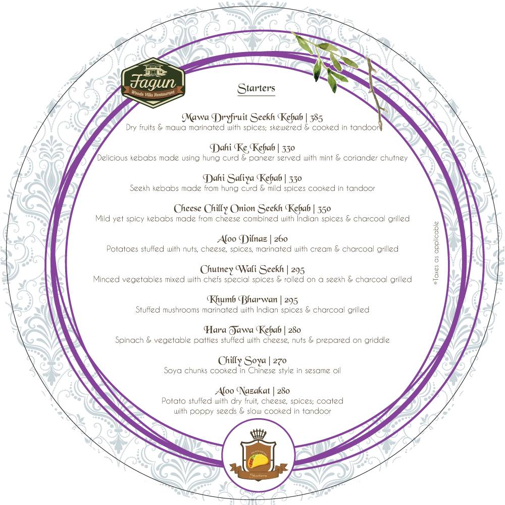 Fagun Restaurant menu