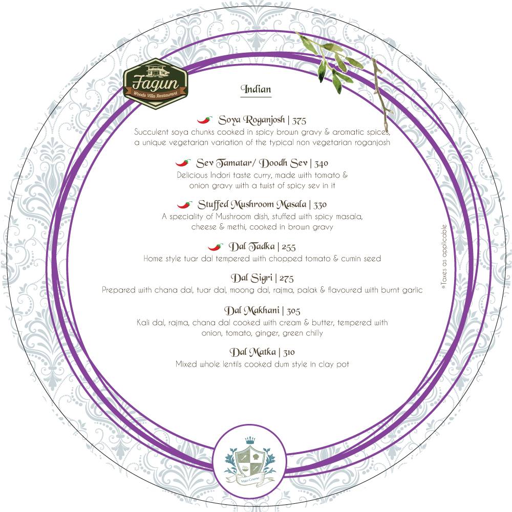 Fagun Restaurant menu