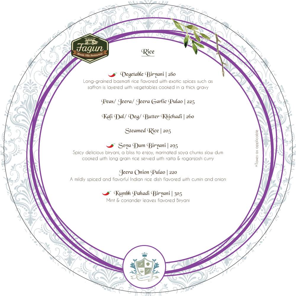 Fagun Restaurant menu