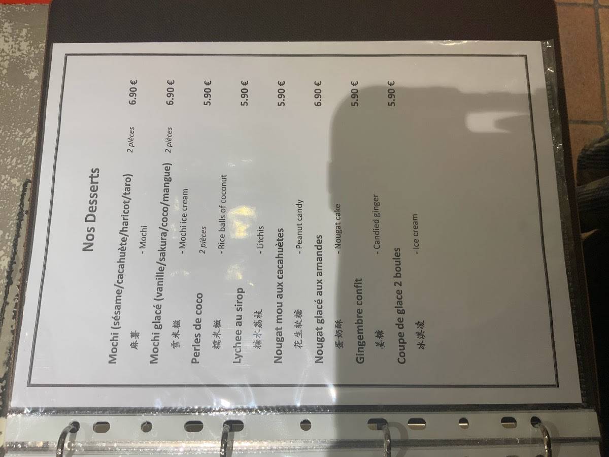 Menu de Fan House