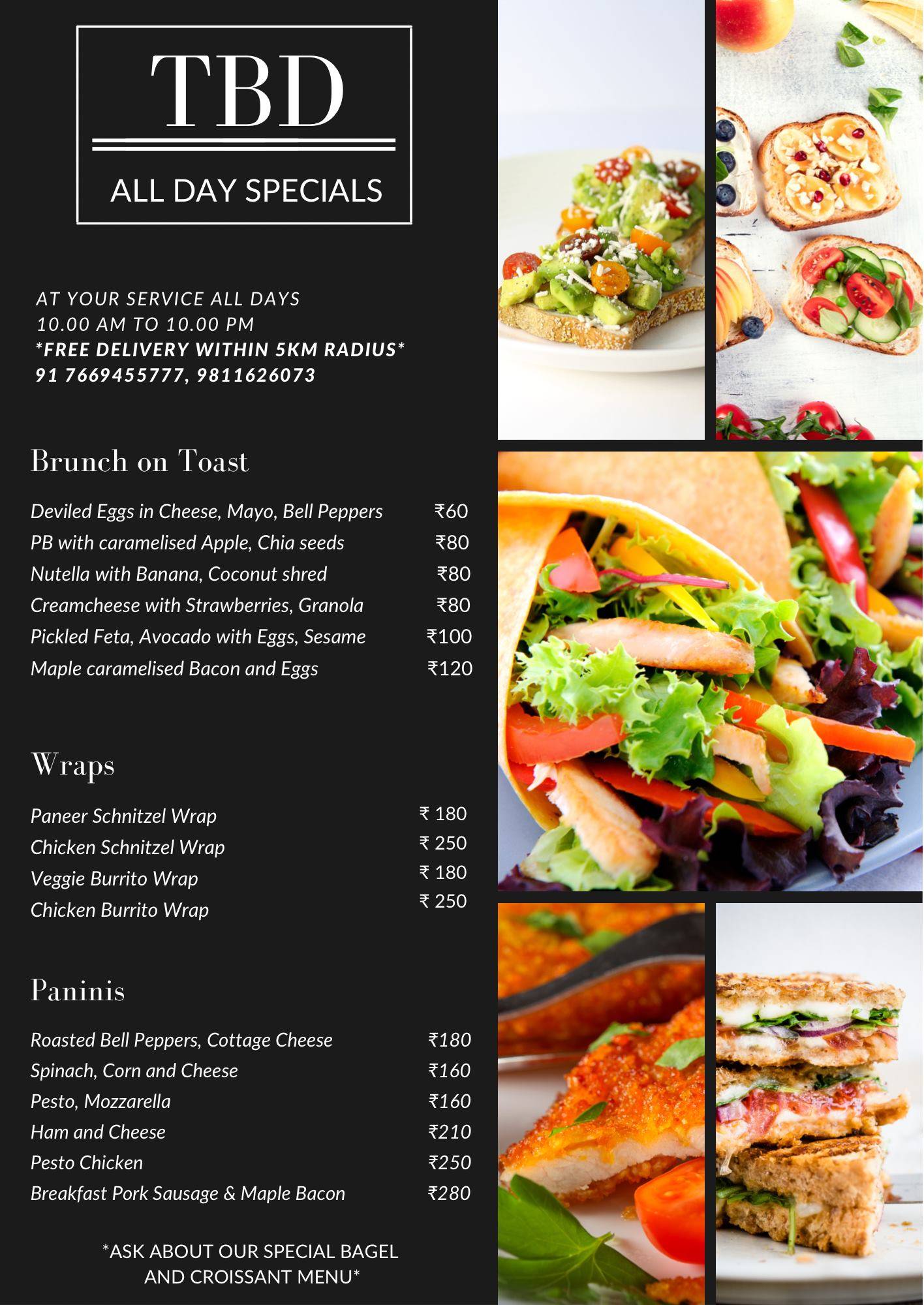 The Blue Danube Cafe & bakery menu