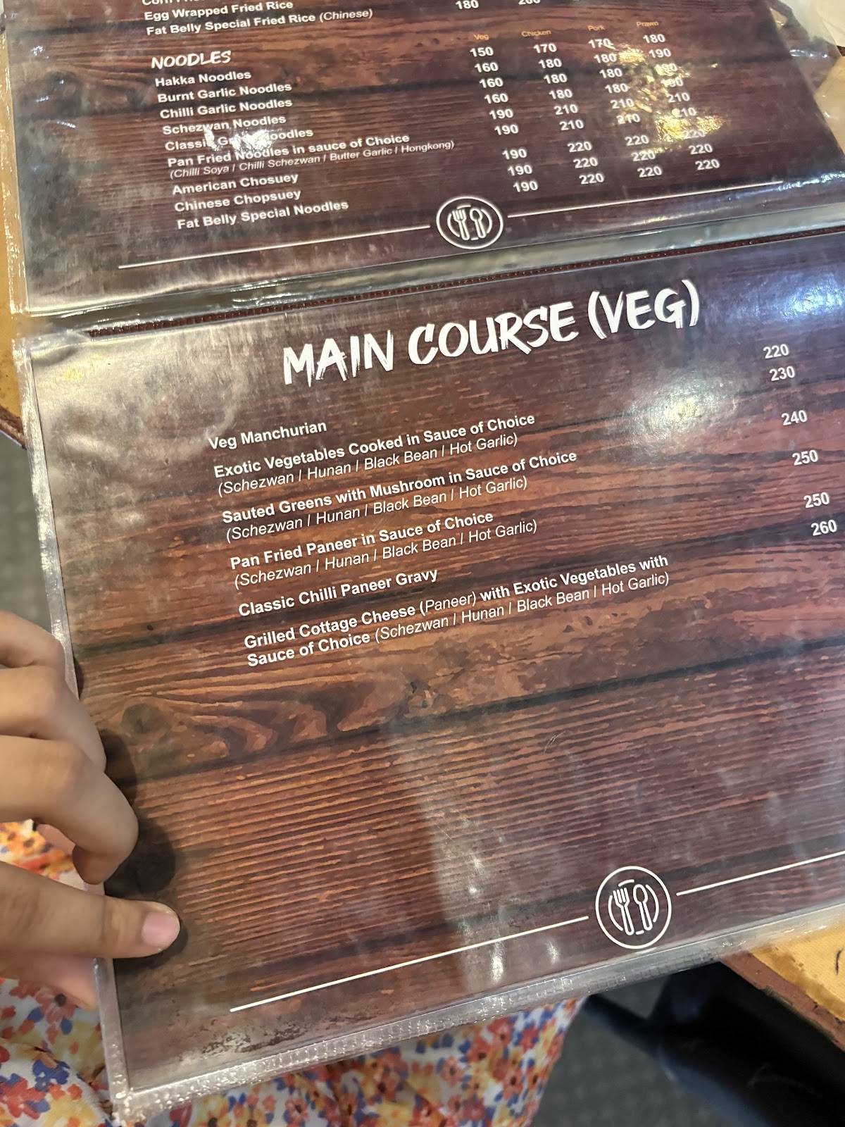 Fat Belly menu