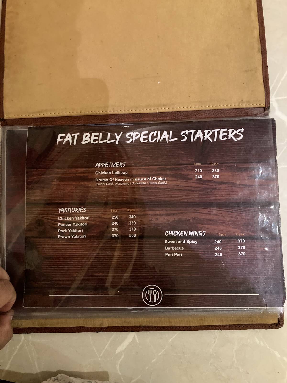 Fat Belly, Uzan Bazaar menu