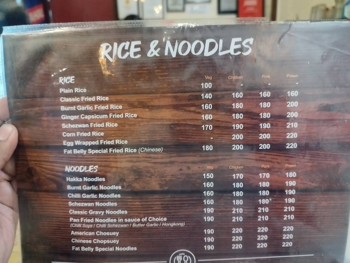 Fat Belly menu