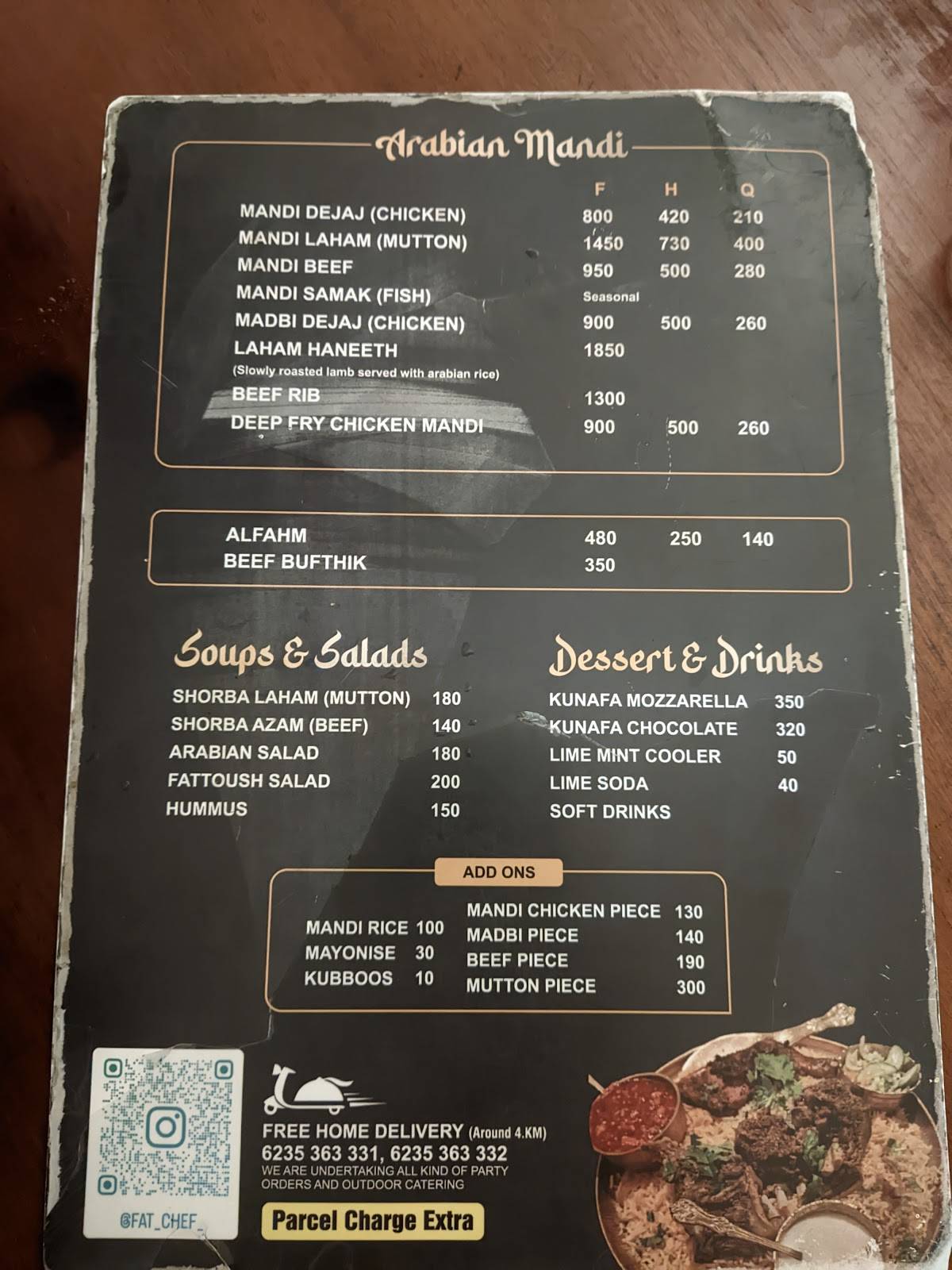 Fat Chef Mandi Village menu