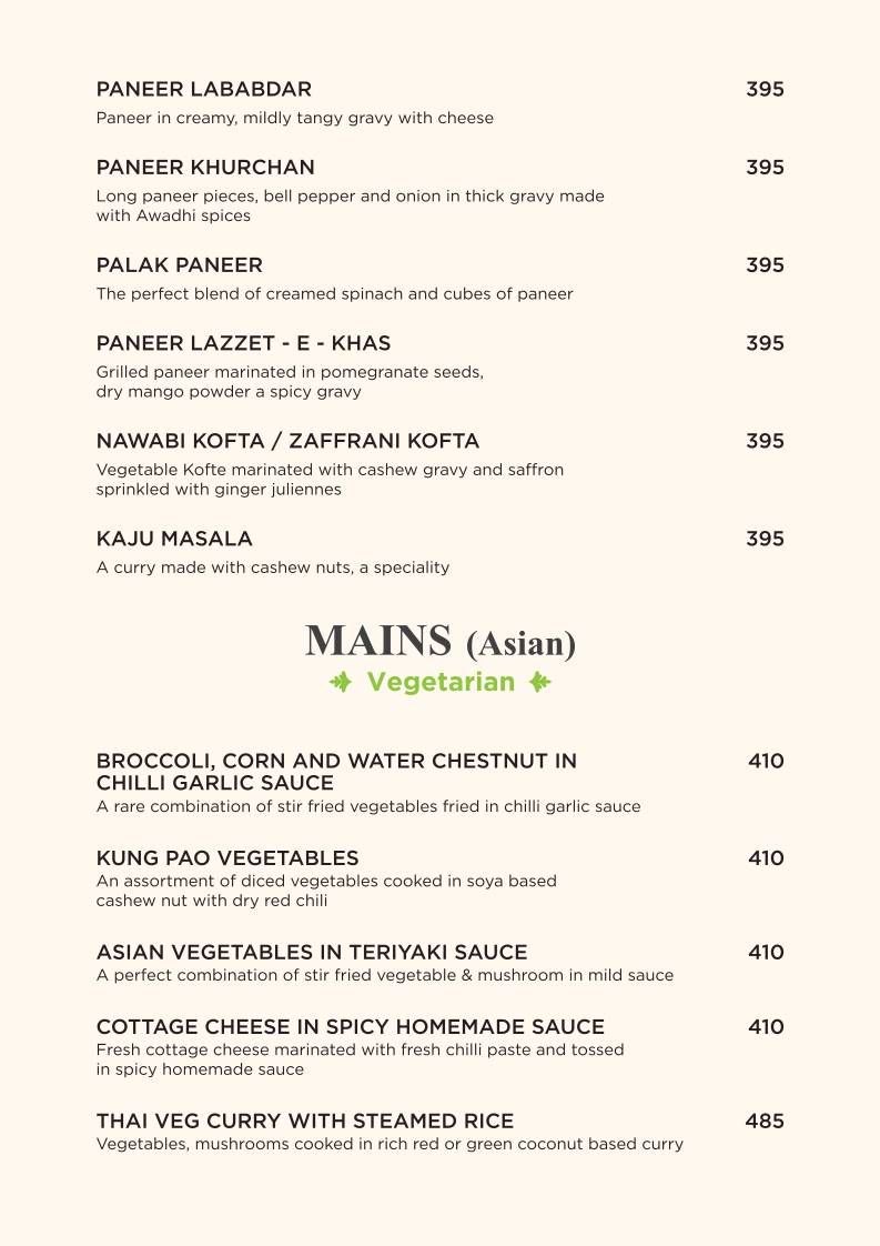 Feast India Co. Awadhi & Asian Restaurant menu
