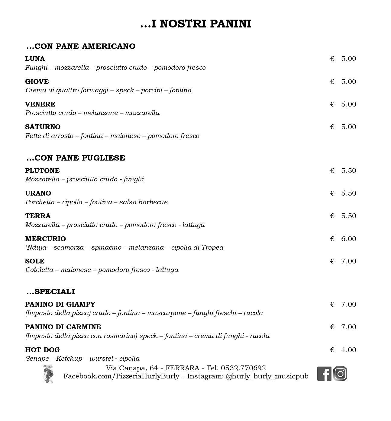 Menu di Hurly Burly 