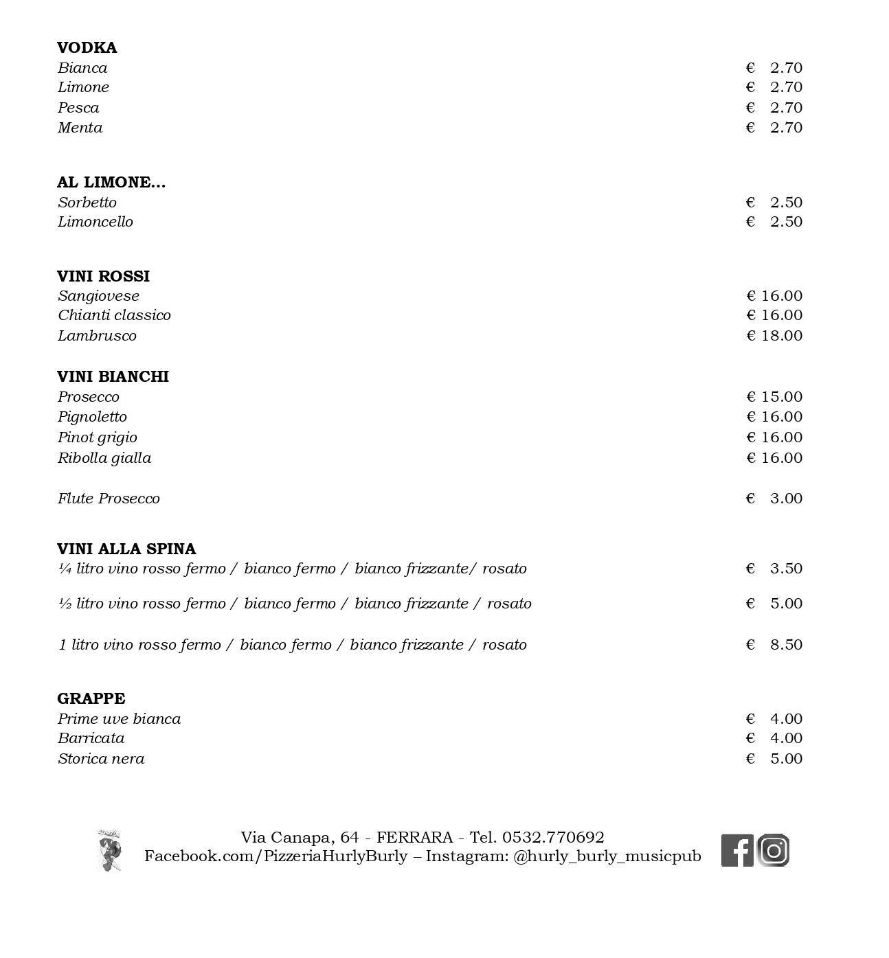 Menu di Hurly Burly 