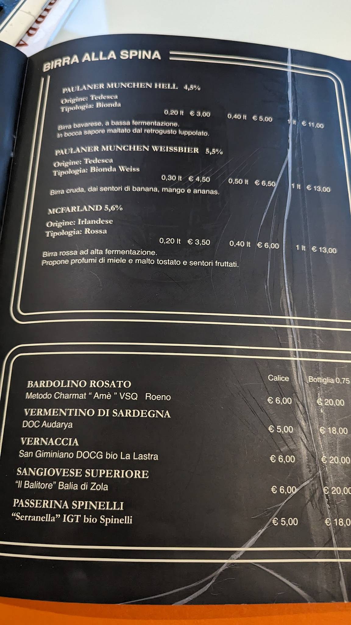 Menu di Pizzeria Ristorante Partenope 
