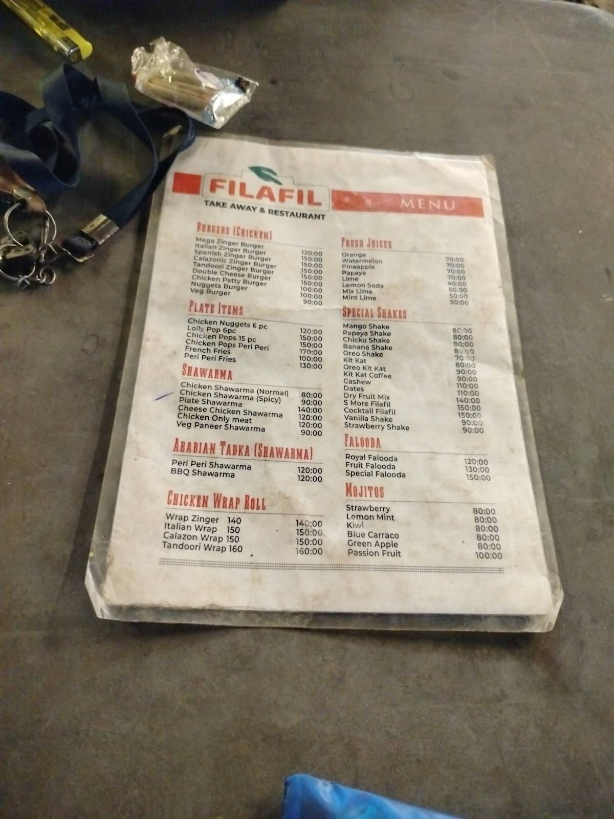 Filafil menu