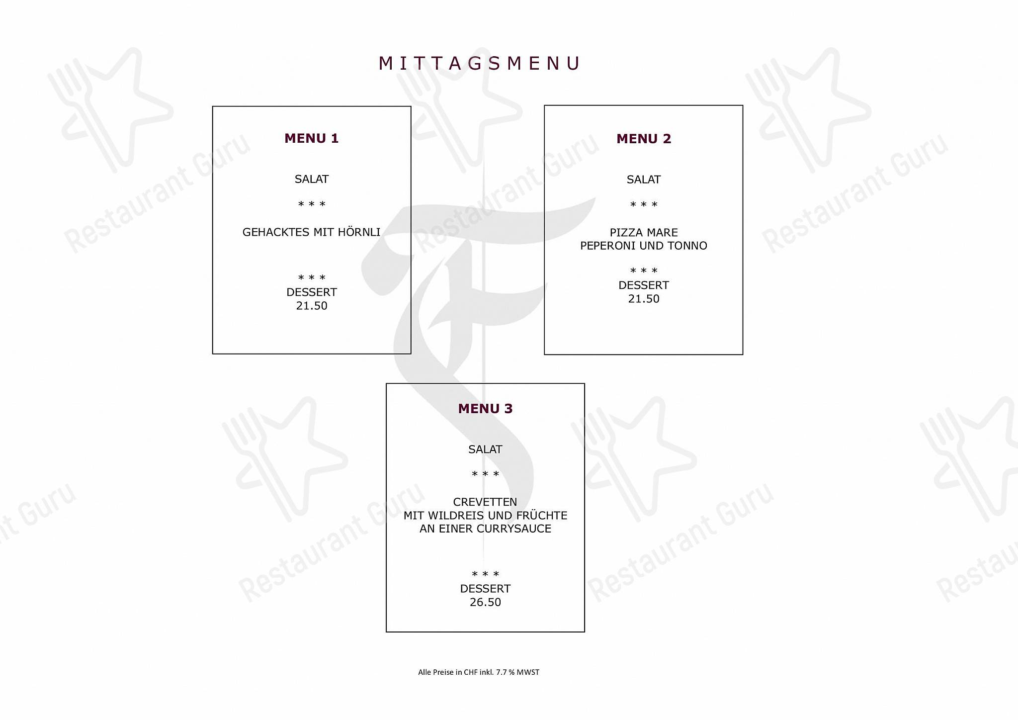 Menu di Restaurant Fiorentina Basel - Notre menu
