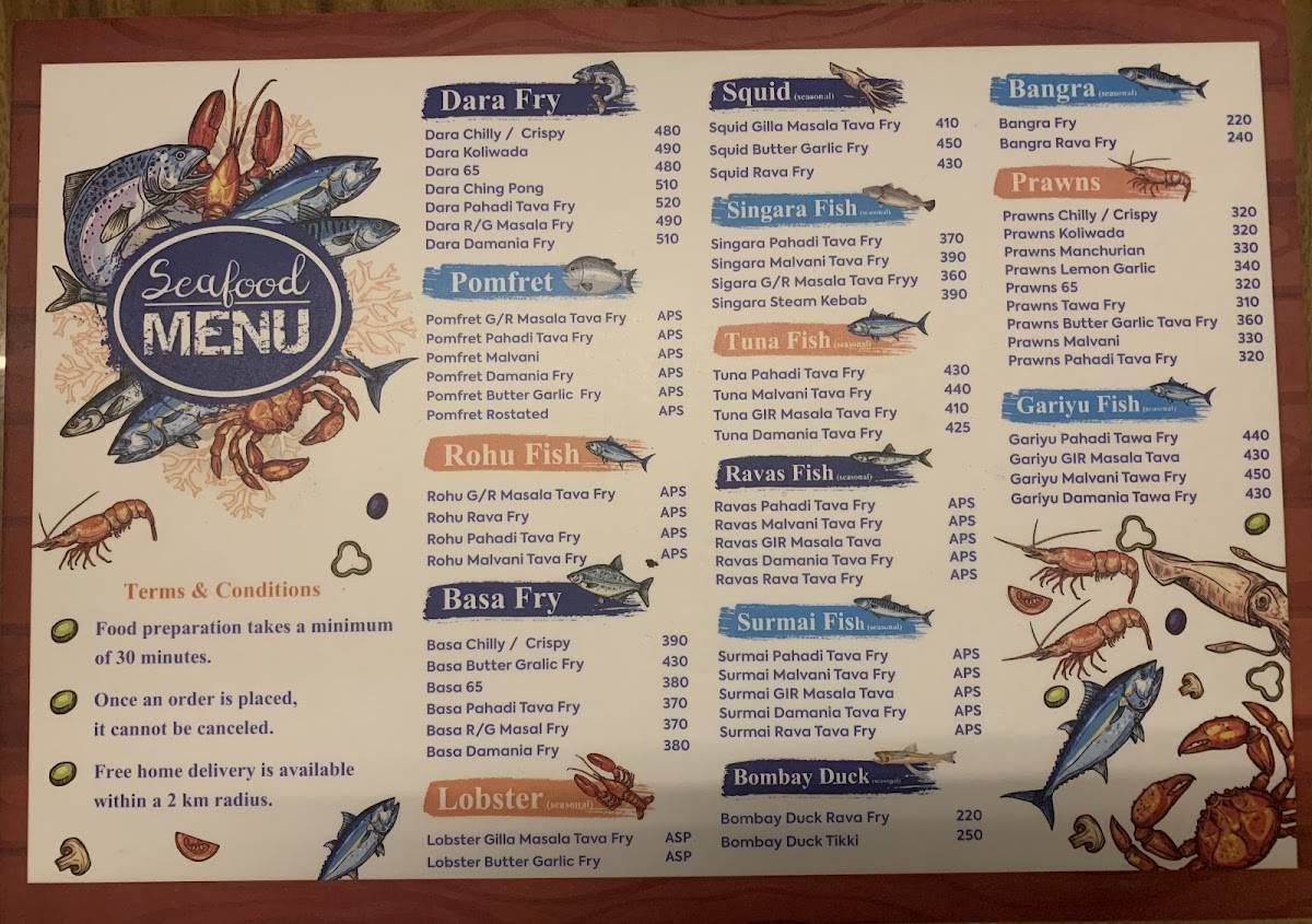 Fish & Barrel Restaurant menu