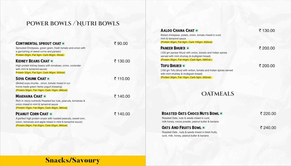 Fitcy menu
