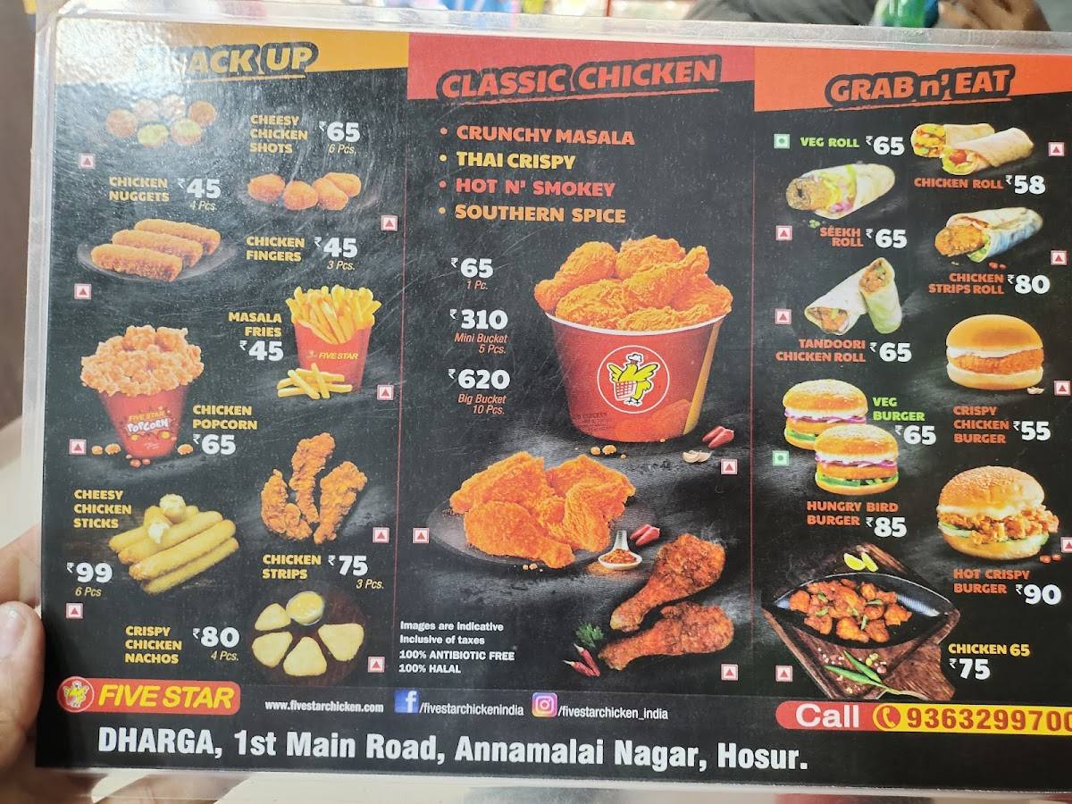 Five Star Chicken Hosur menu