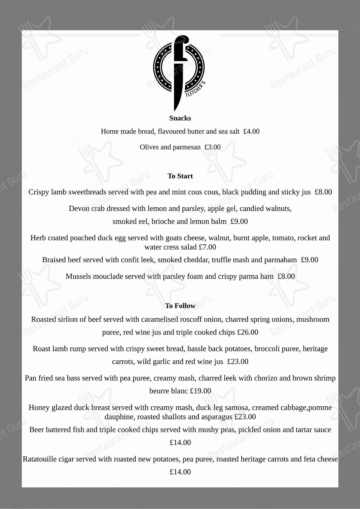 Fletcher's Restaurant Plymouth Menu at Benjamin Logan blog