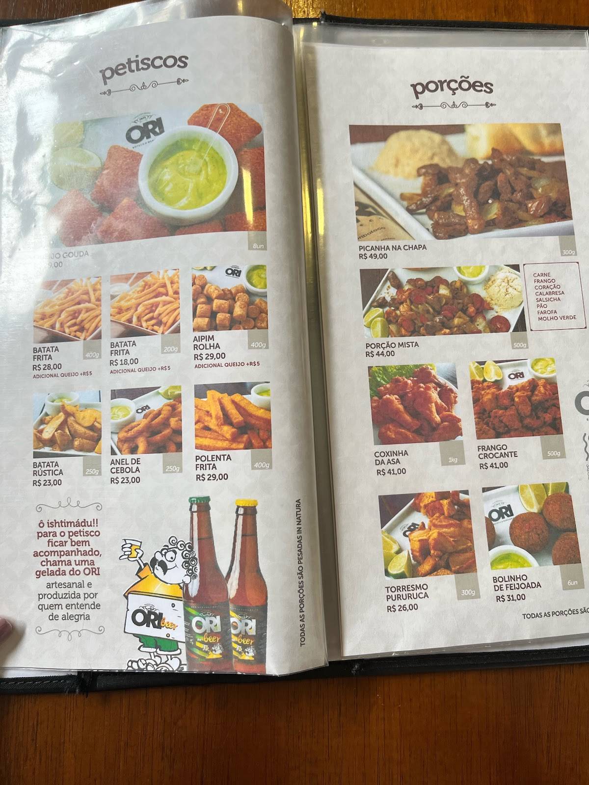ORI Boteco Santa Monica cardápio