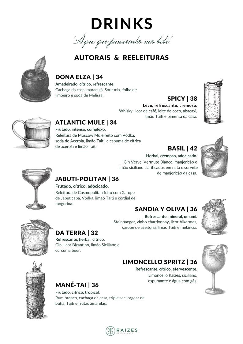 Restaurante Raizes cardápio
