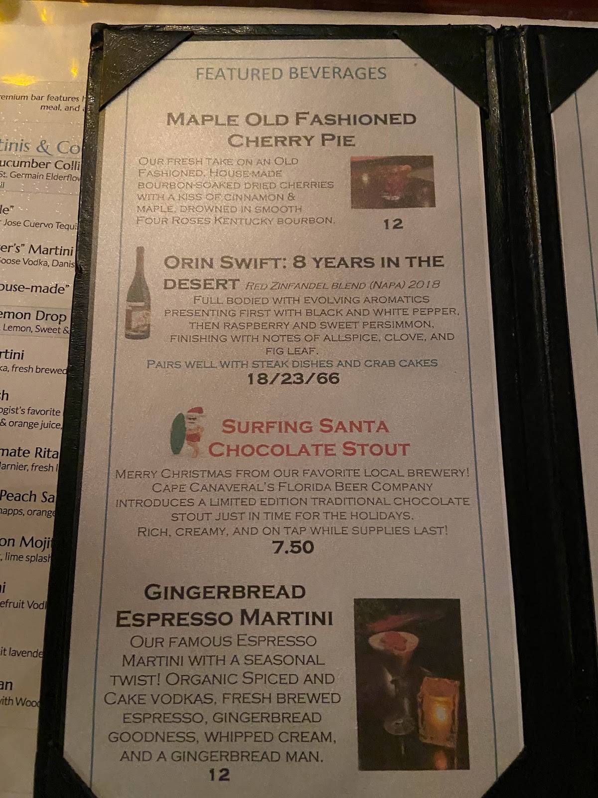 Menu at Florida's Fresh Grill pub & bar, Cocoa Beach