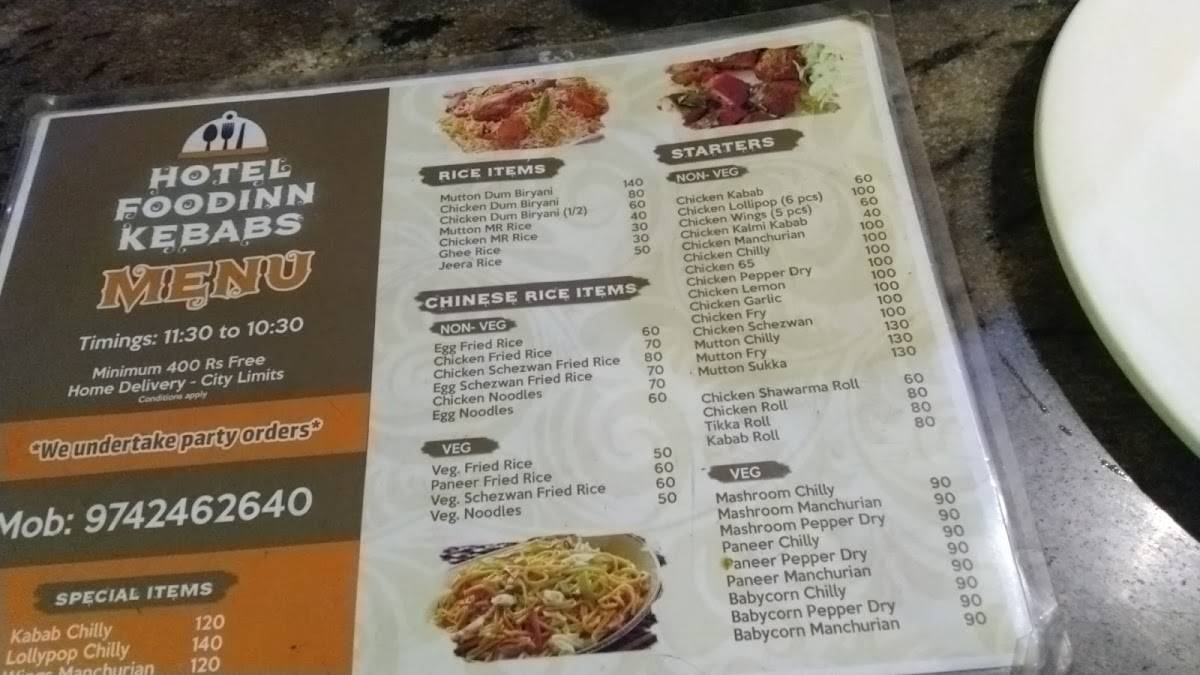 Menu at Food Inn Kababs, Tumakuru