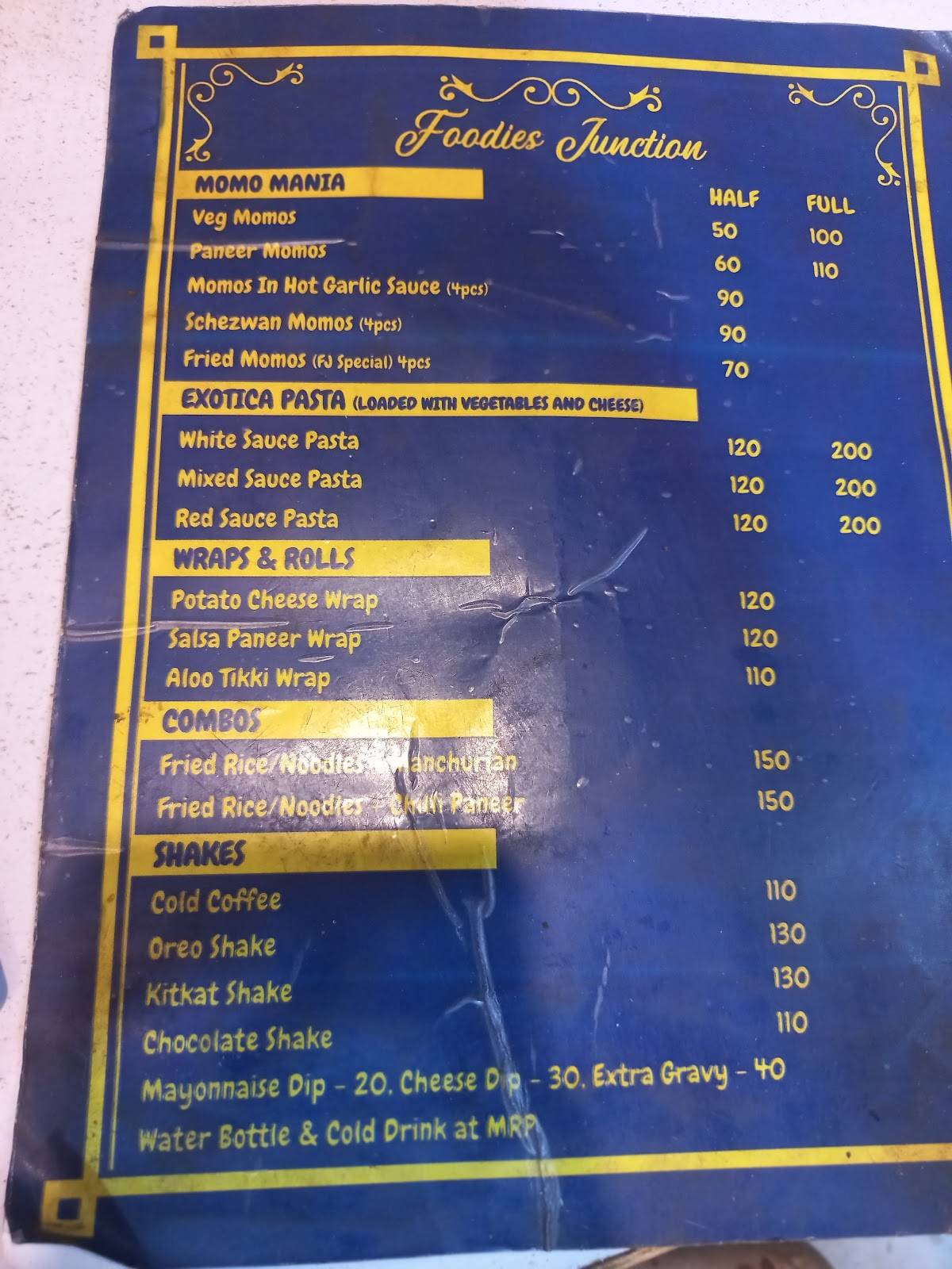 Foodies Junction menu
