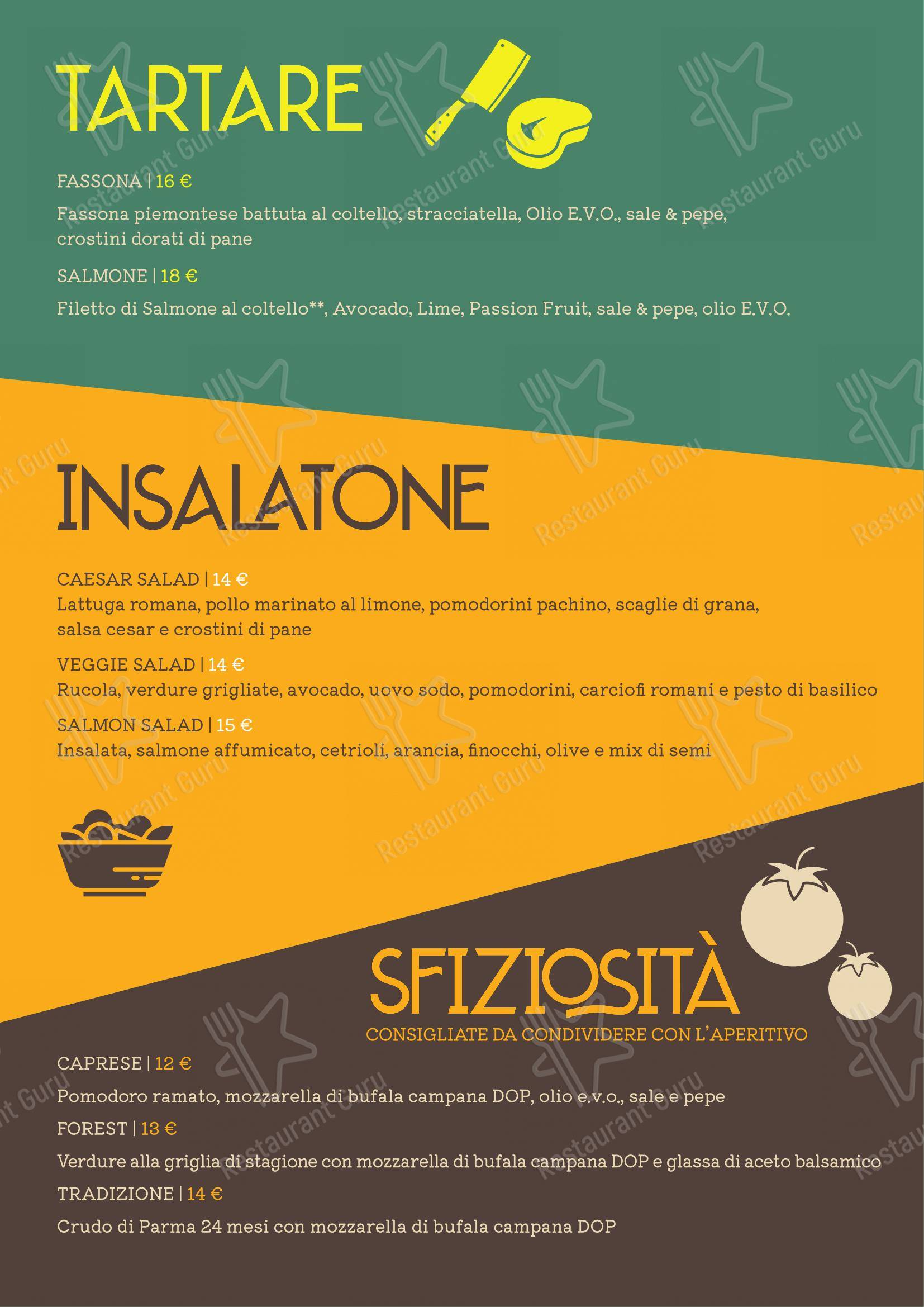 Menu per Forest Monza caffè bar