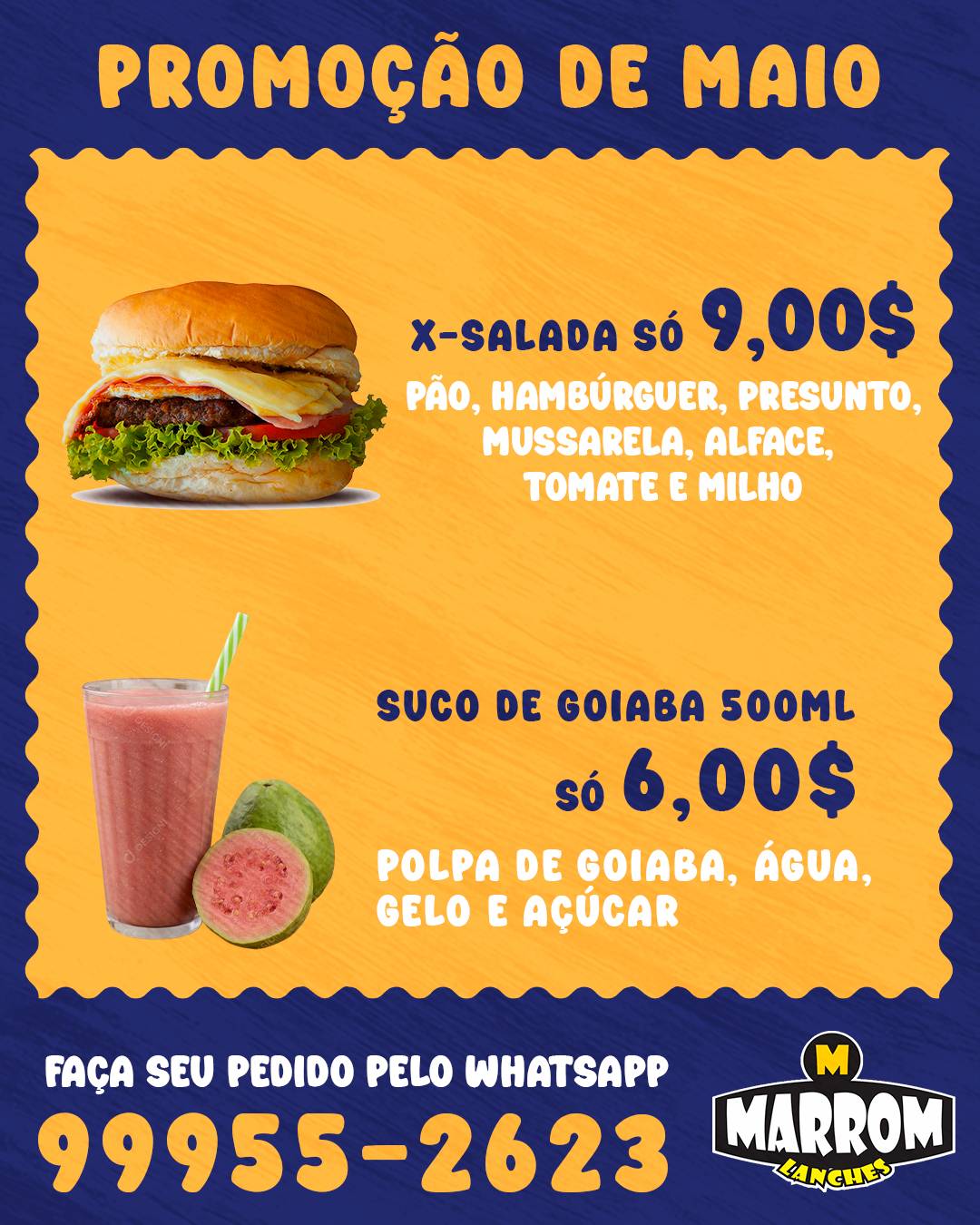 Marrom Lanches cardápio