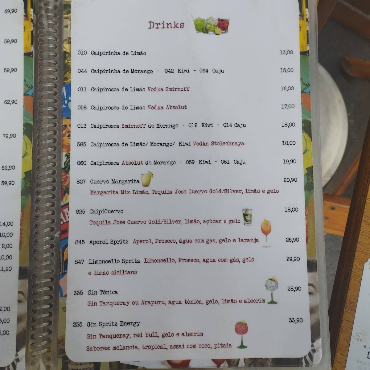 Teresa & Jorge cardápio