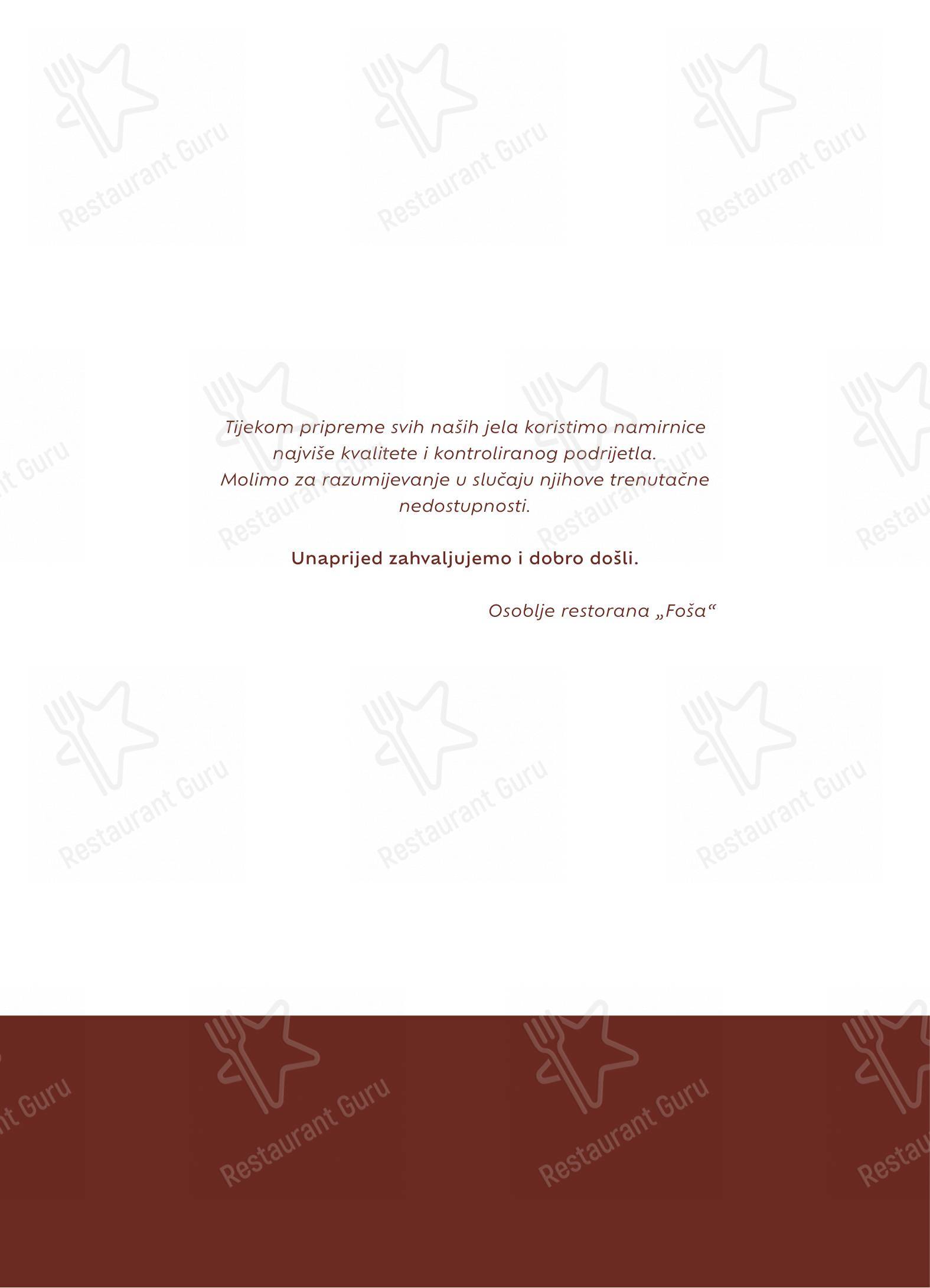 Menu di Foša - Menu bar