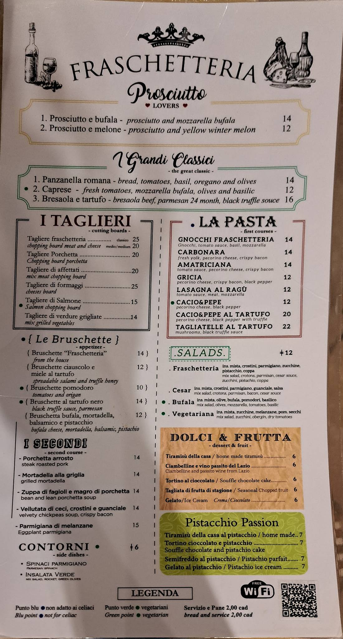 Menu di Fraschetteria Roma 