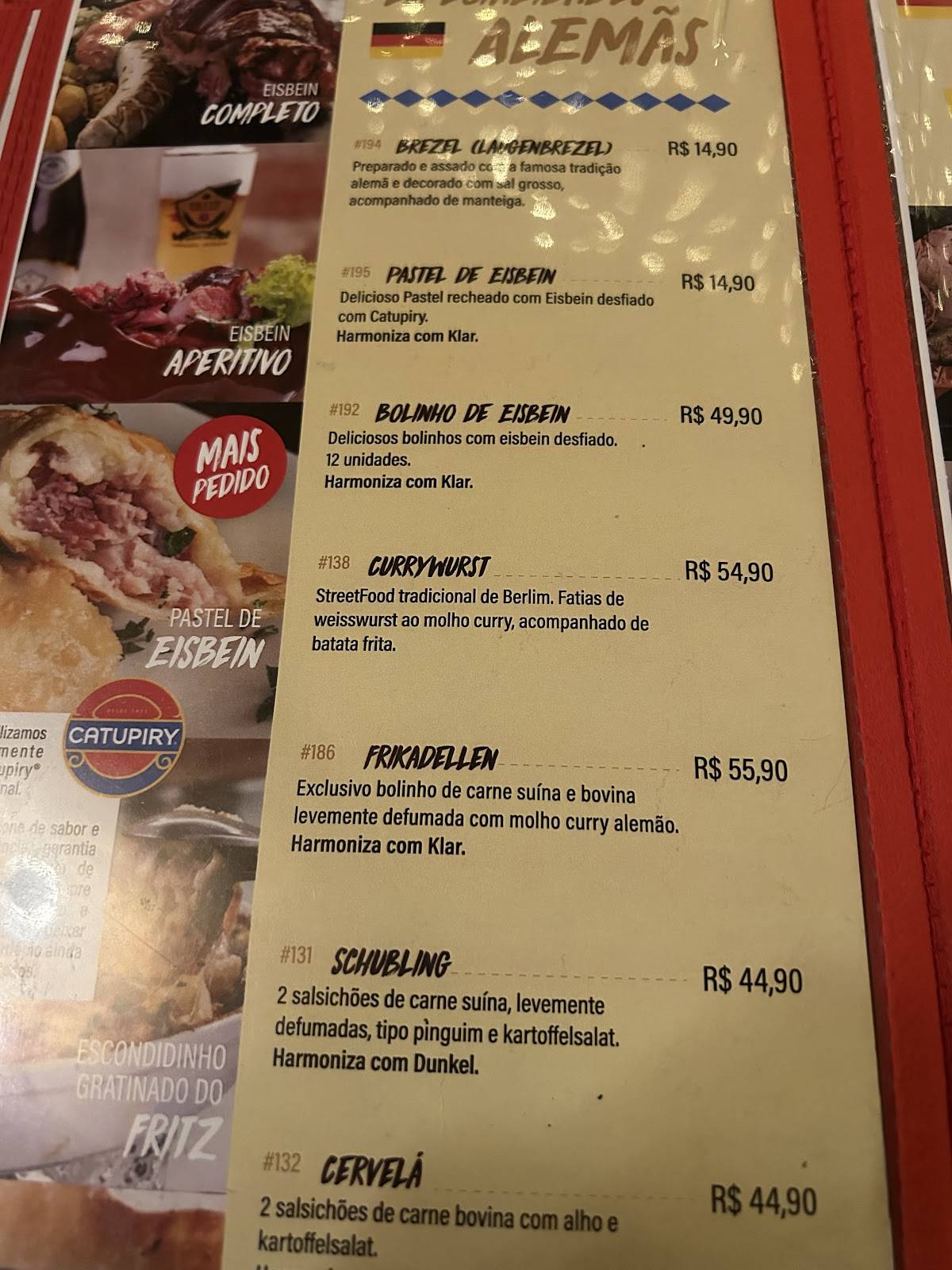 Fritz Santo Antônio do Pinhal cardápio