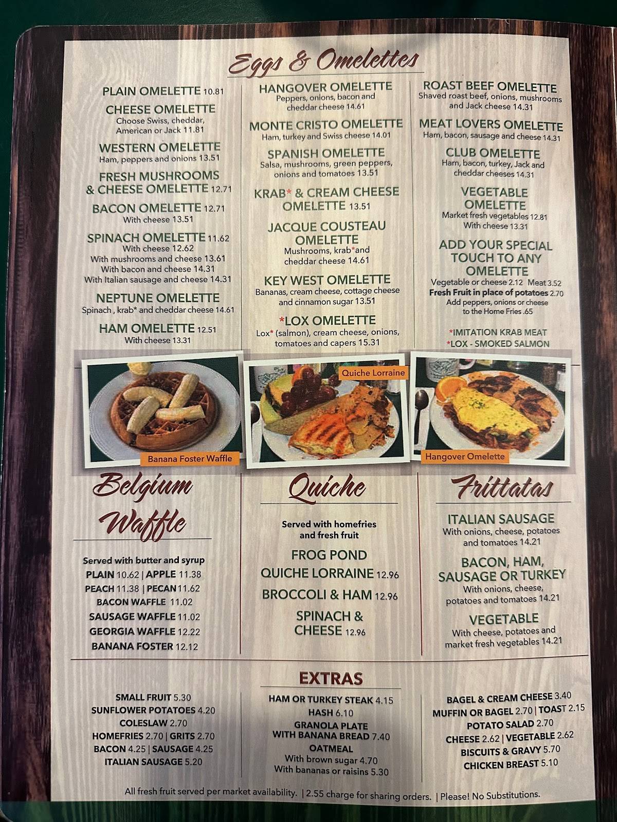 Menu at Frog Pond restaurant, Saint Pete Beach