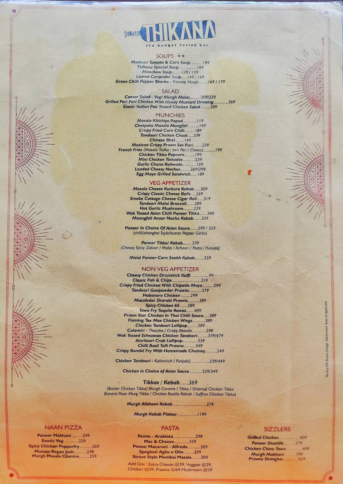 GLOBAL THIKANA menu