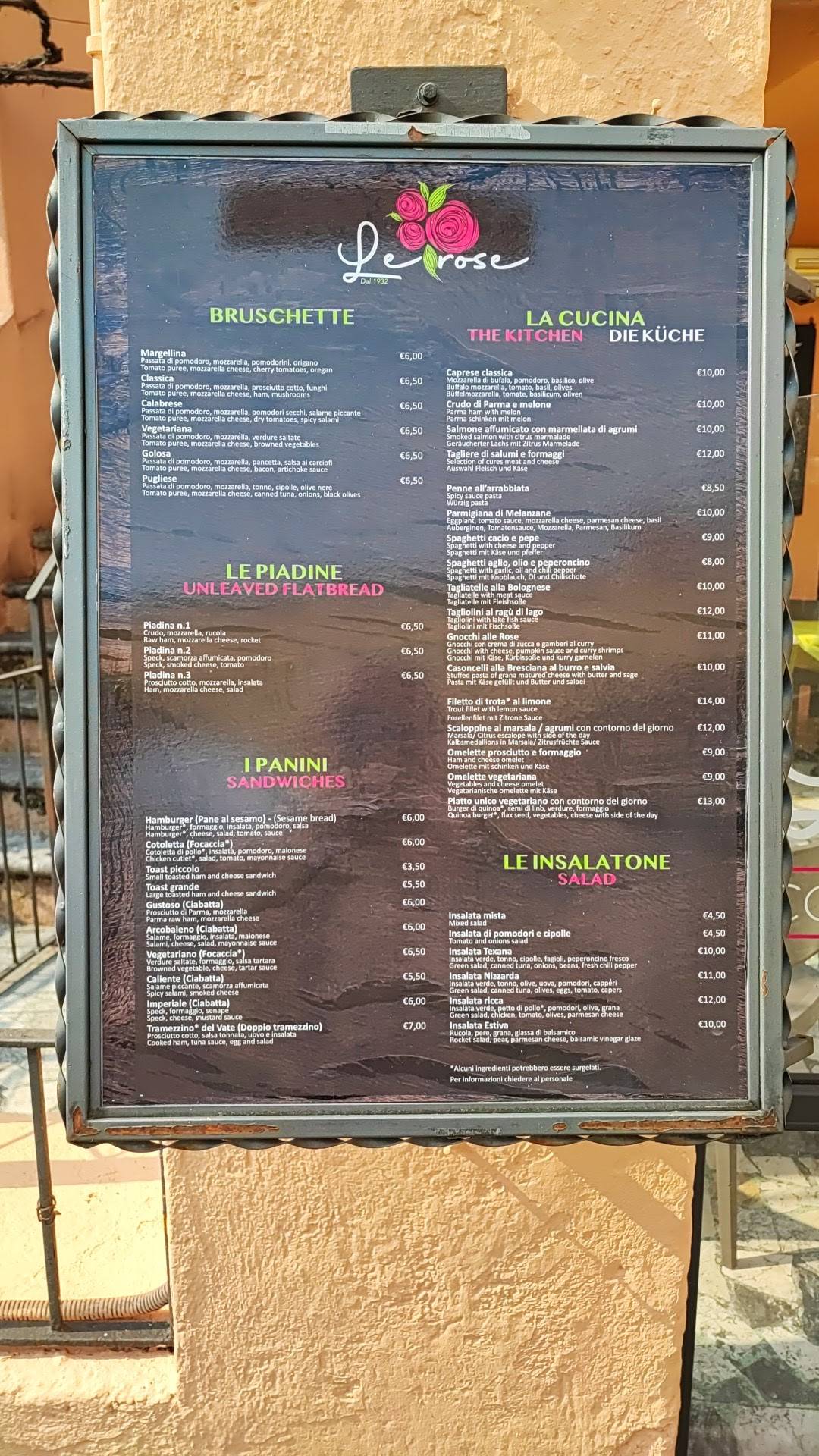 Menu di LE ROSE - COFFEE - FOOD - DRINKS 