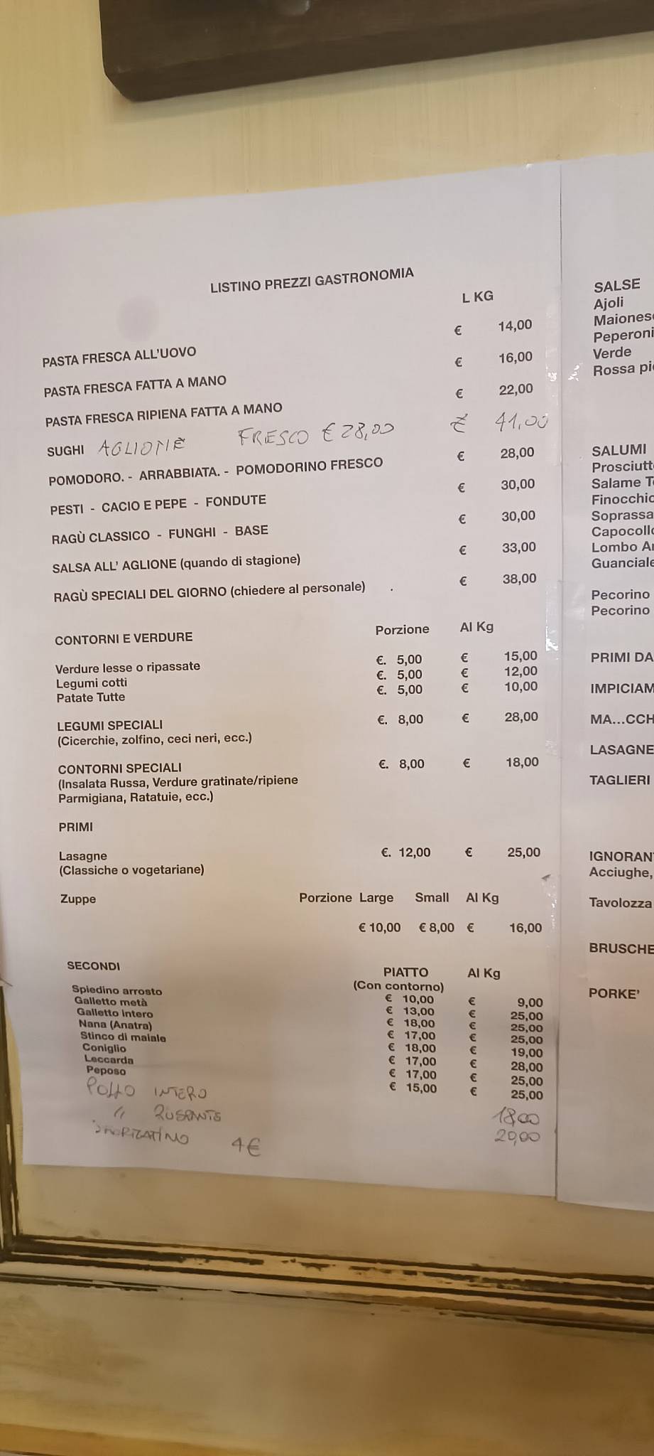 Menu di Gastronomia Ristorante Il Cervo 